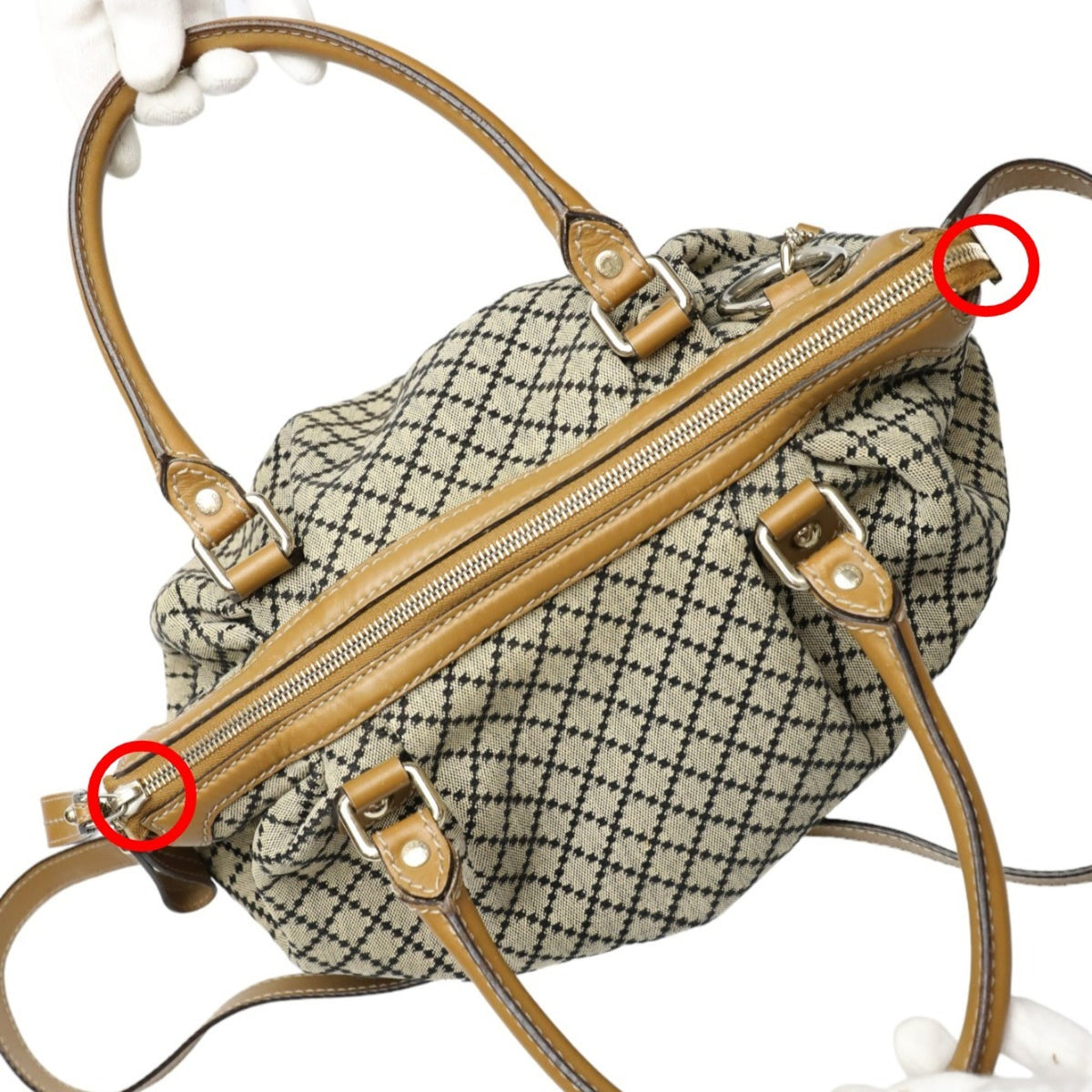 Gucci Beige Brown Canvas Shoulder Bag Tote Bag (Pre-Owned)