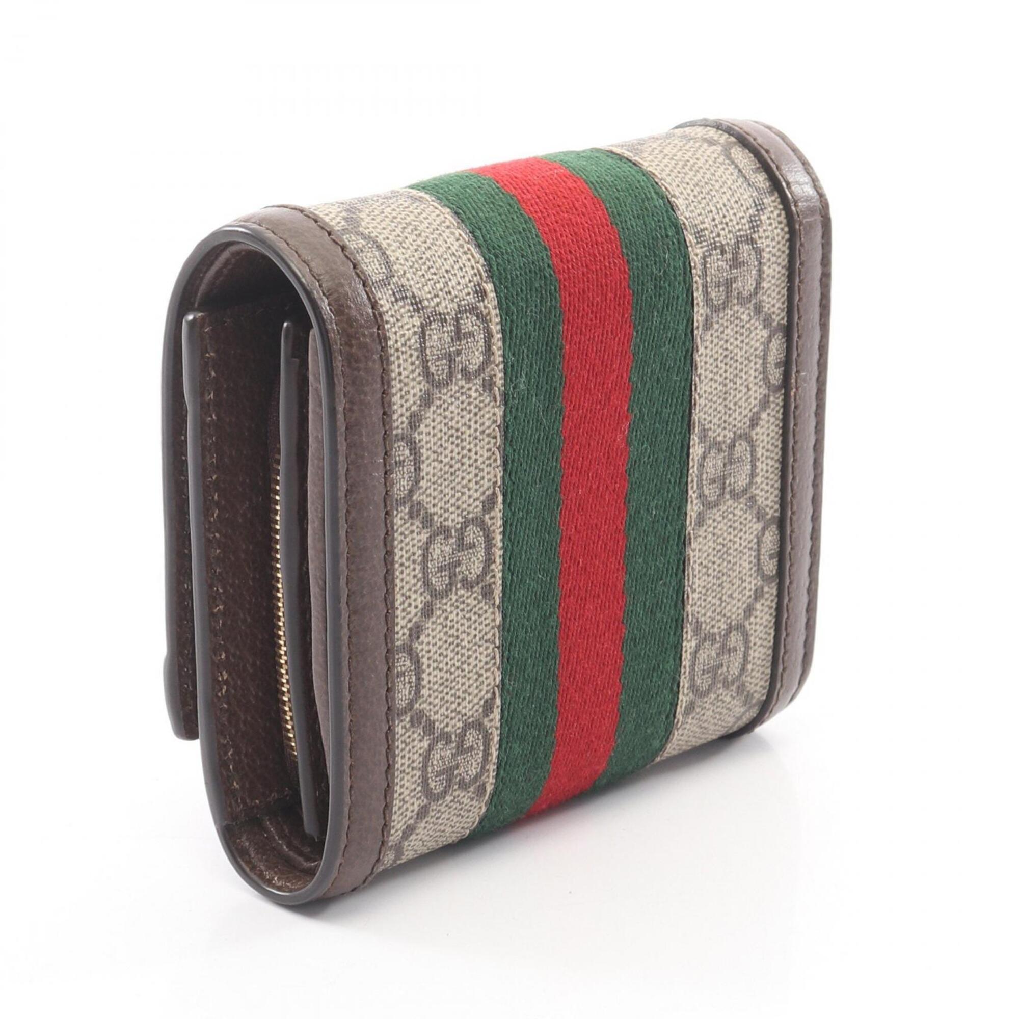 Gucci Beige Brown Gg Supreme Leather Wallet (Bi-Fold) (Pre-Owned)