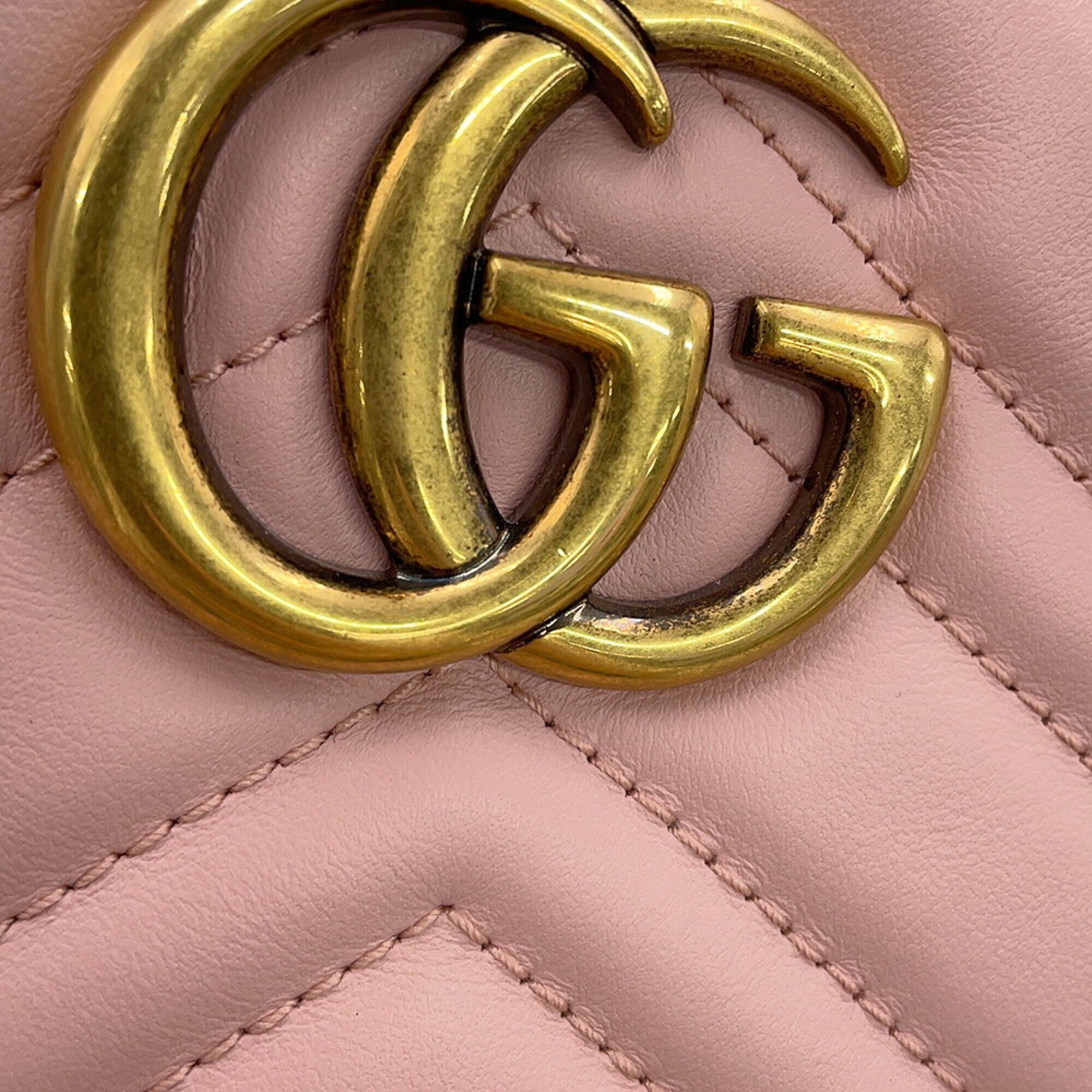 Gucci Gg Marmont Pink Leather Backpack (Pre-Owned)