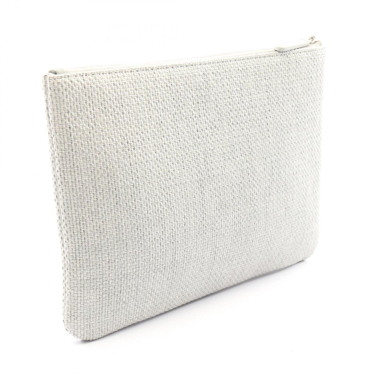 Chanel Gray Straw Clutch Bag Handbag (Pre-Owned)