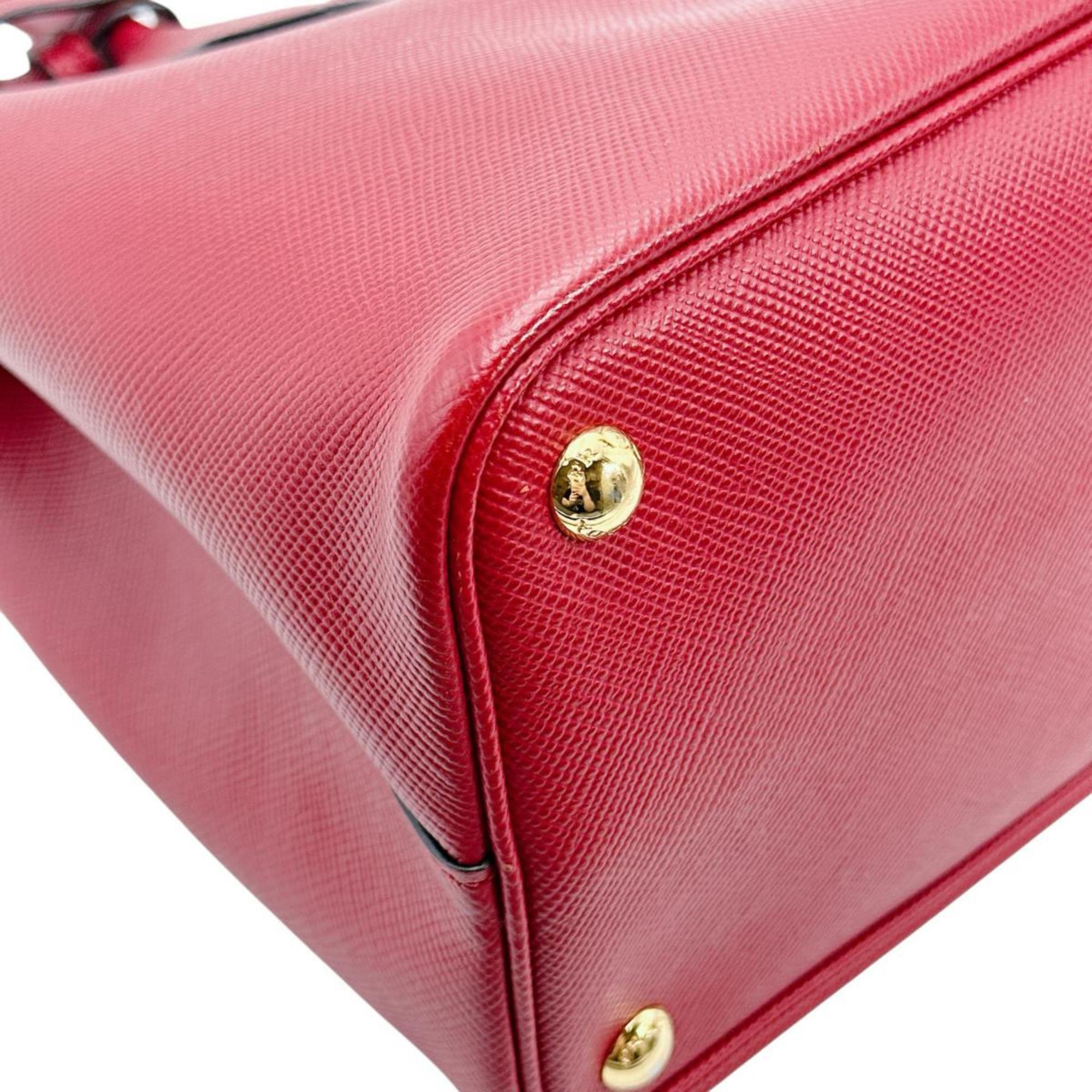 Prada Red Color Leather Handbag Shoulder Bag (Pre-Owned)