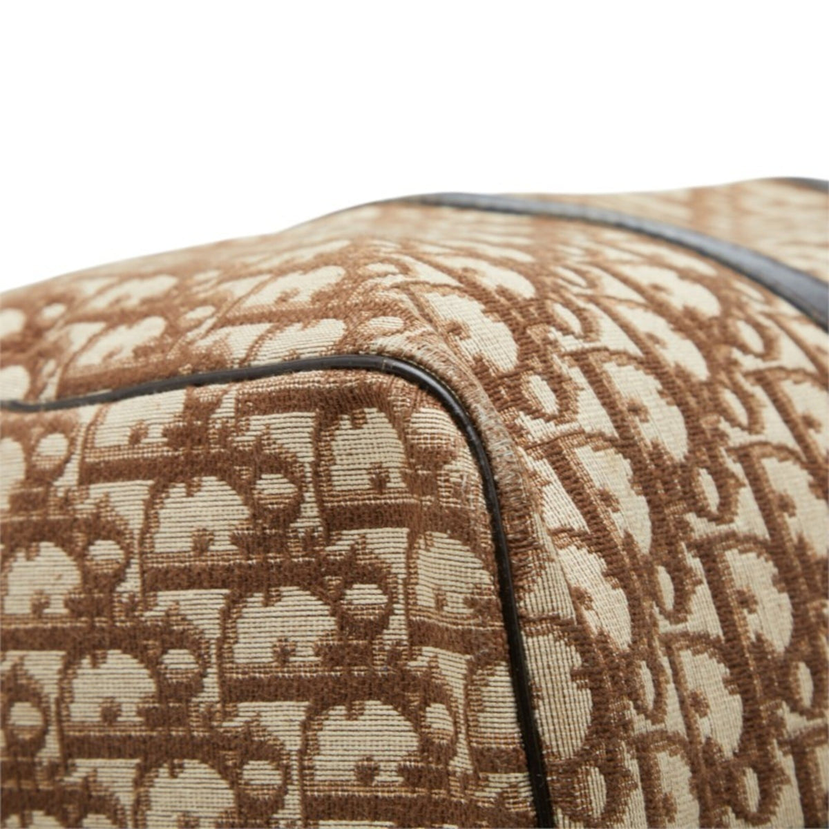 Christian Dior Beige Brown Canvas Leather Boston Bag Handbag (Pre-Owned)