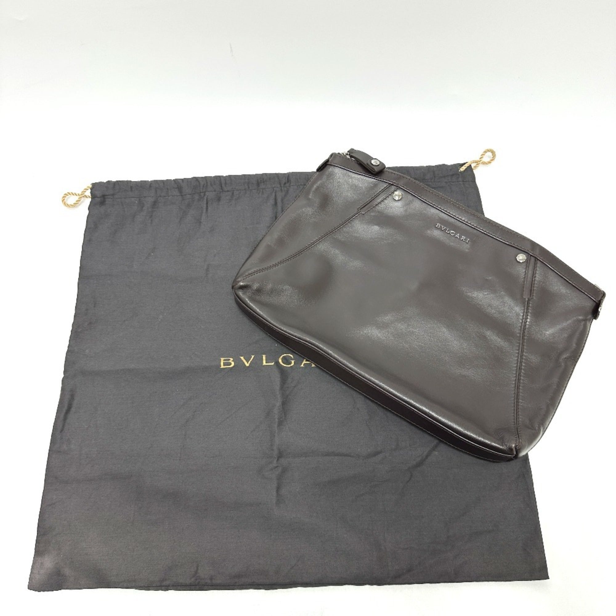 Bvlgari Brown Leather Clutch Bag (Pre-Owned)