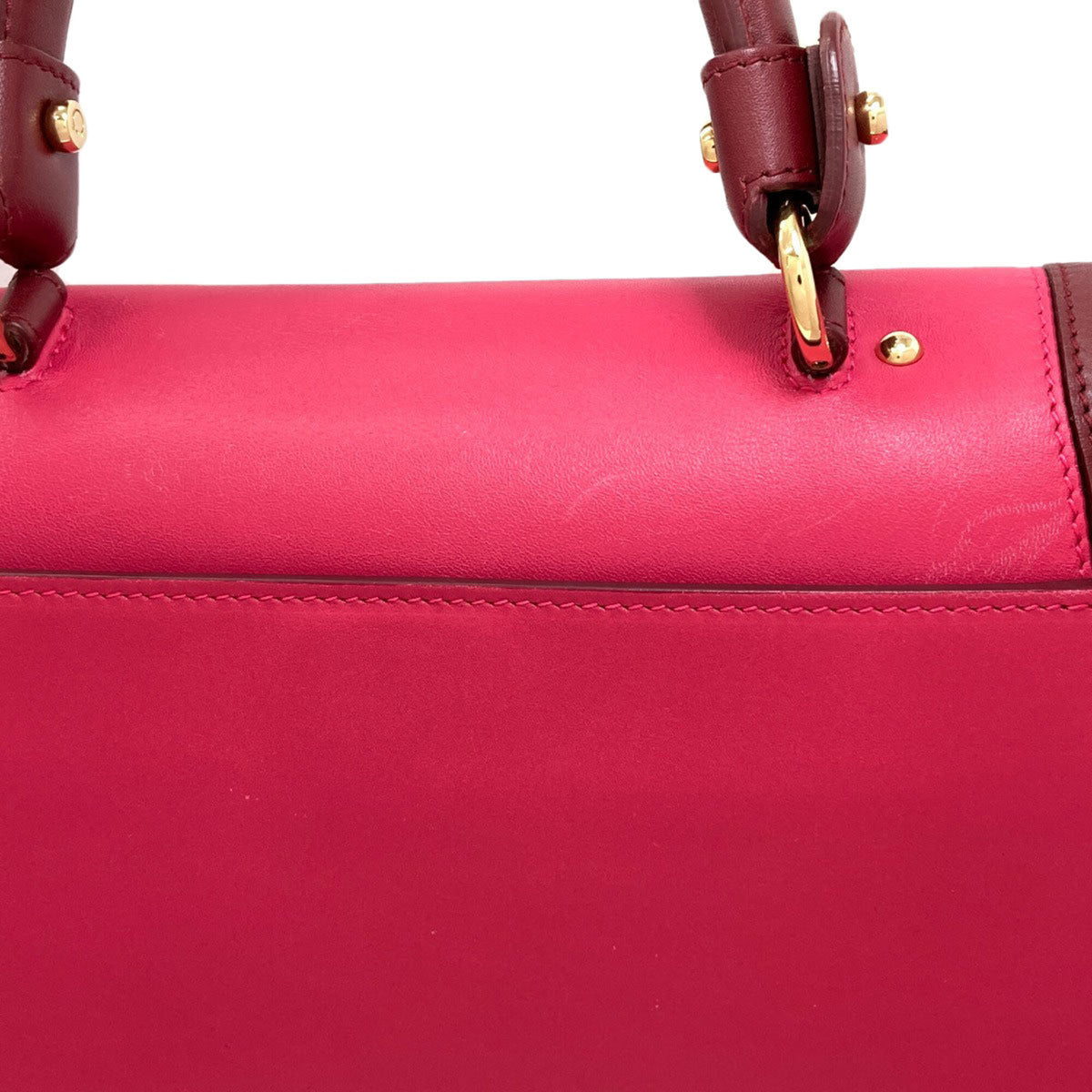 Salvatore Ferragamo Gancini Bordeaux Pink Leather Handbag (Pre-Owned)