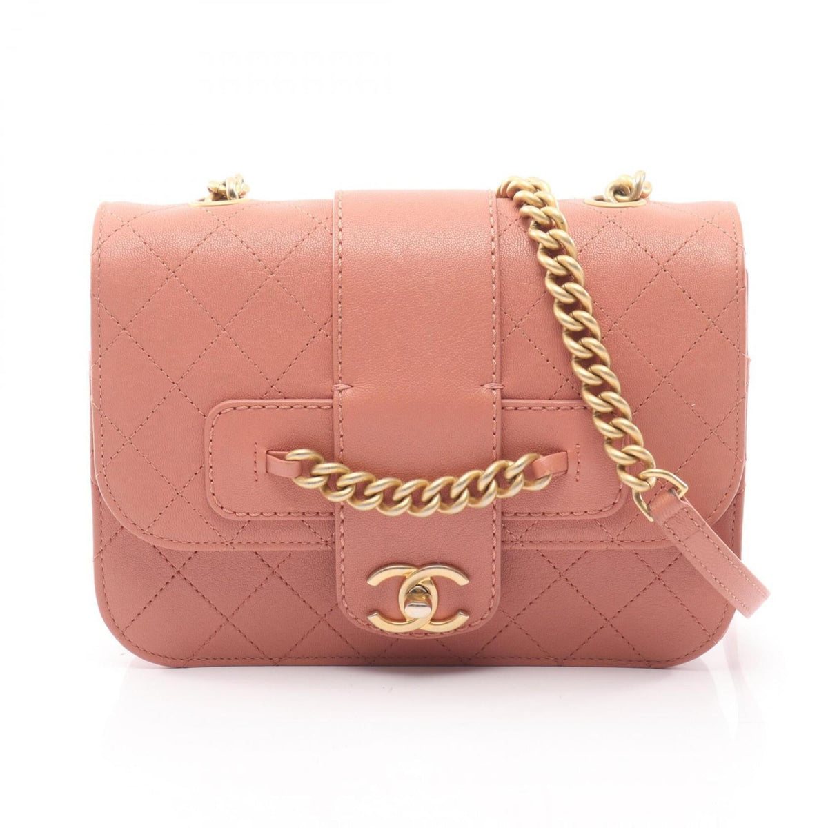 Chanel Matelasse Pink Leather Handbag Shoulder Bag (Pre-Owned)