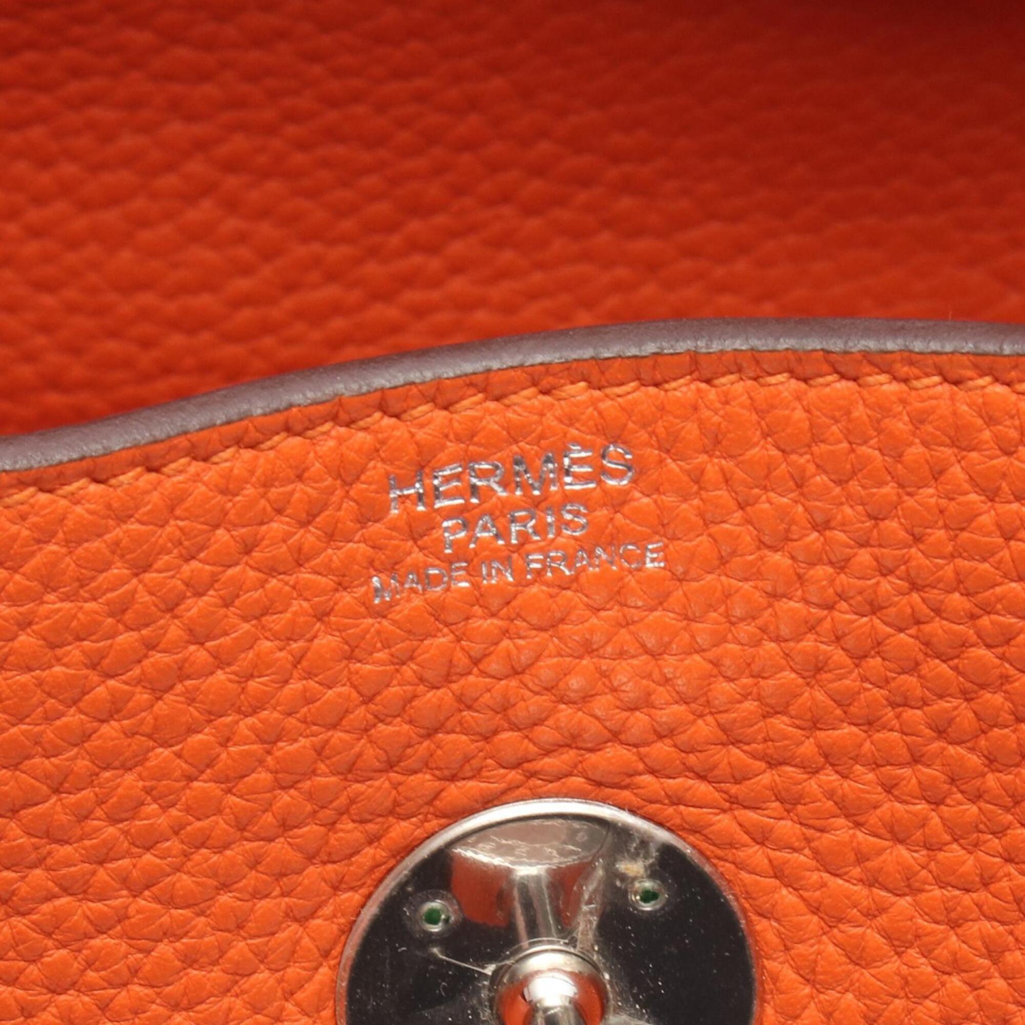 Hermes Feu Orange Taurillon Clemence Leather Handbag Shoulder Bag (Pre-Owned)