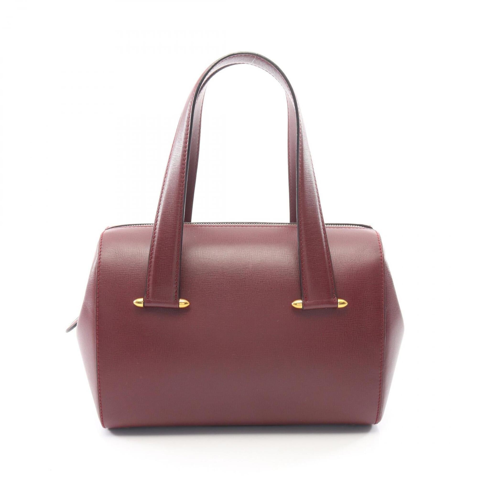 Cartier Bordeaux Leather Boston Bag Handbag (Pre-Owned)