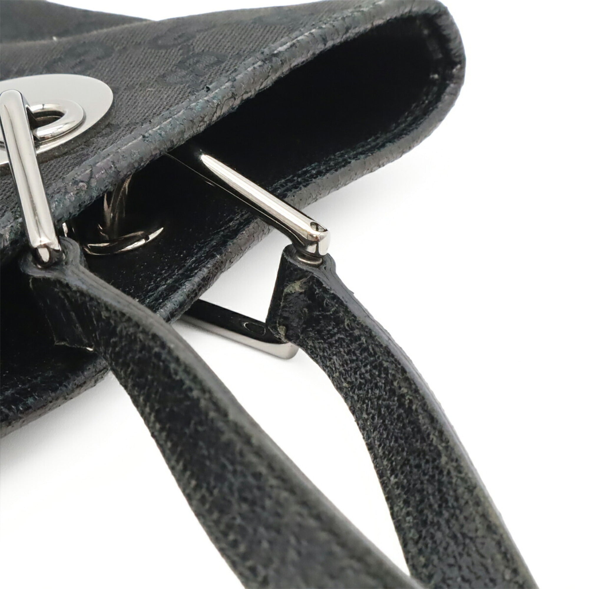 Gucci Black Canvas Leather Shoulder Bag Tote Bag (Pre-Owned)