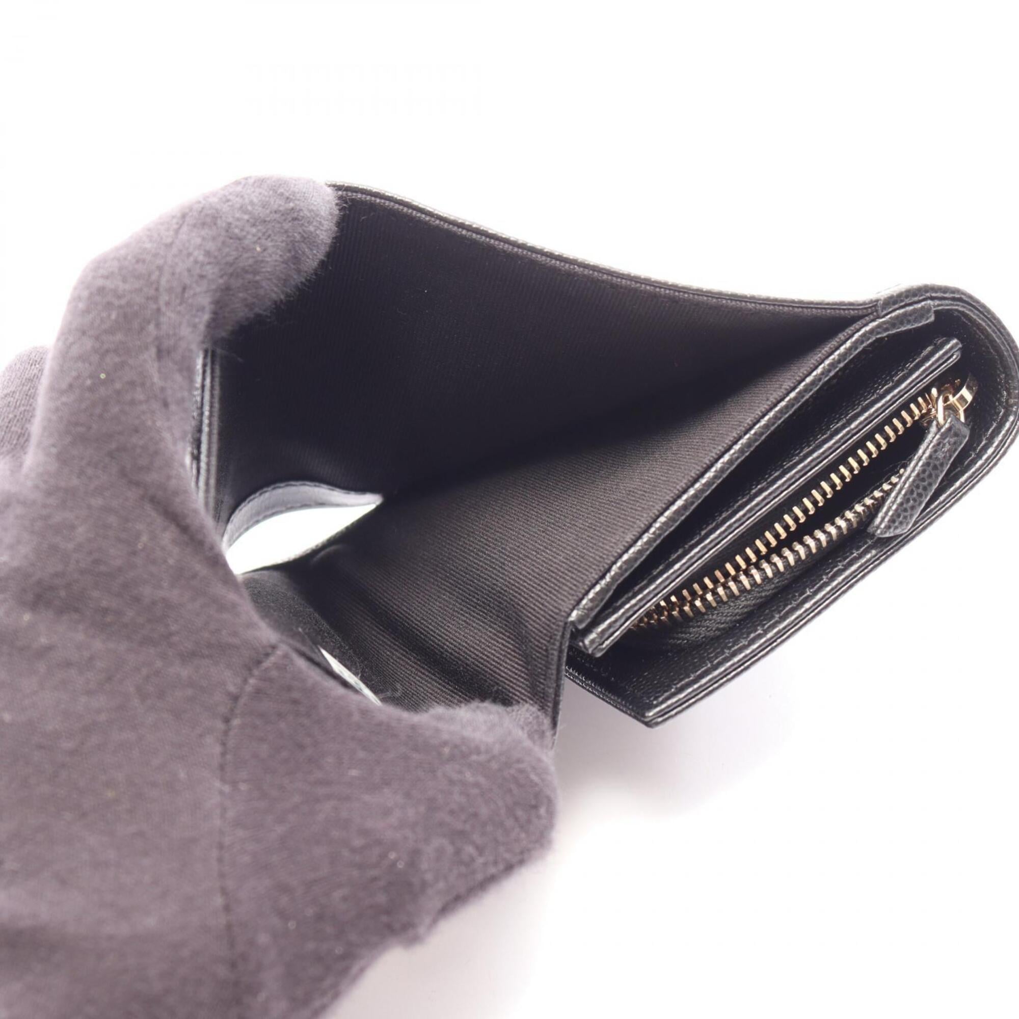 Chanel Black Grained Calfskin Wallet (Bi-Fold) (Pre-Owned)