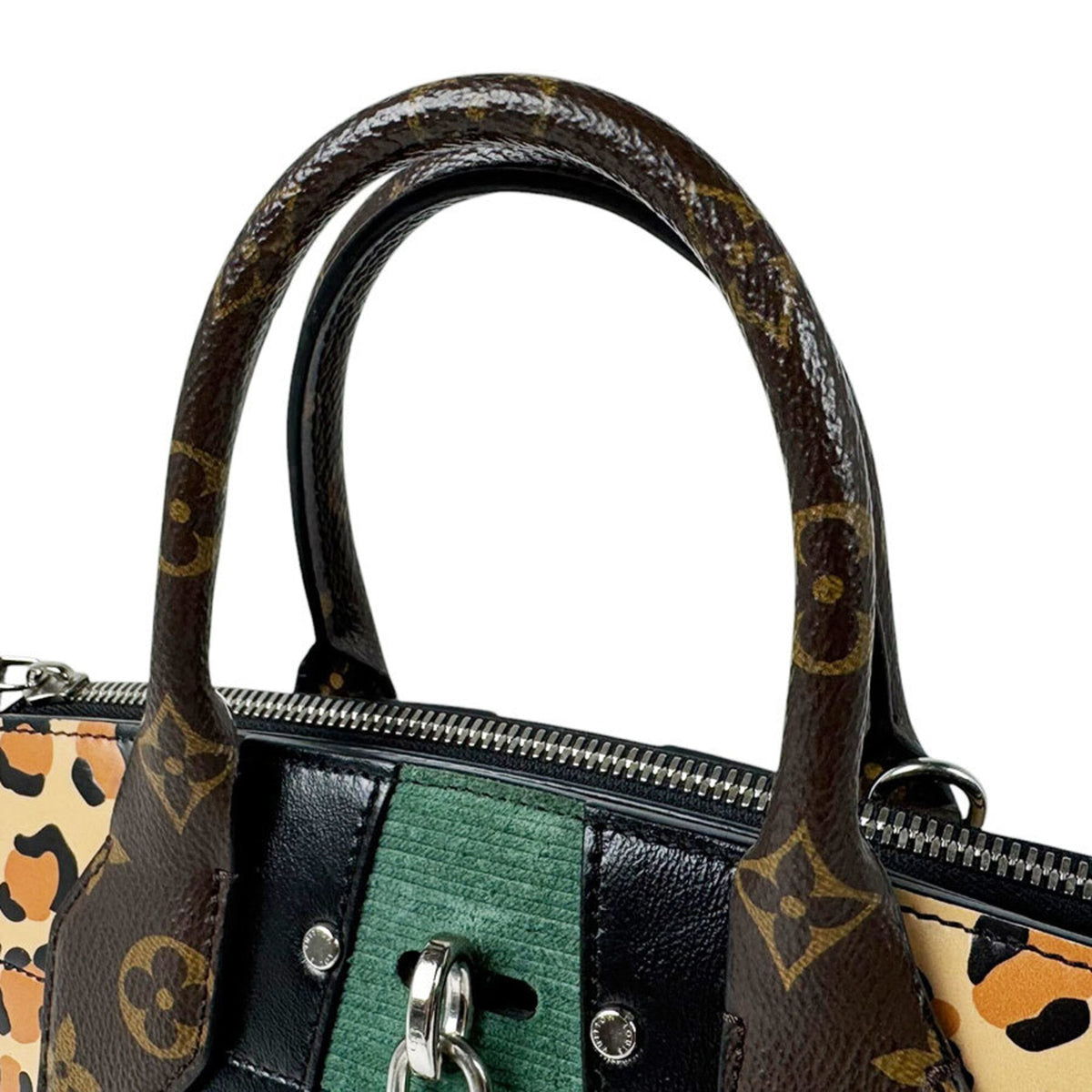 Louis Vuitton Brown Green Monogram Monogram Leather Suede Handbag Shoulder Bag (Pre-Owned)