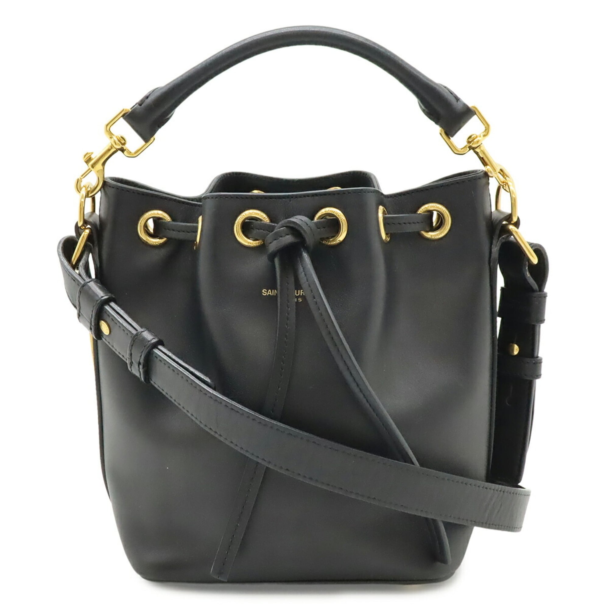 Yves Saint Laurent Black Leather Baguette Bag Handbag Shoulder Bag (Pre-Owned)