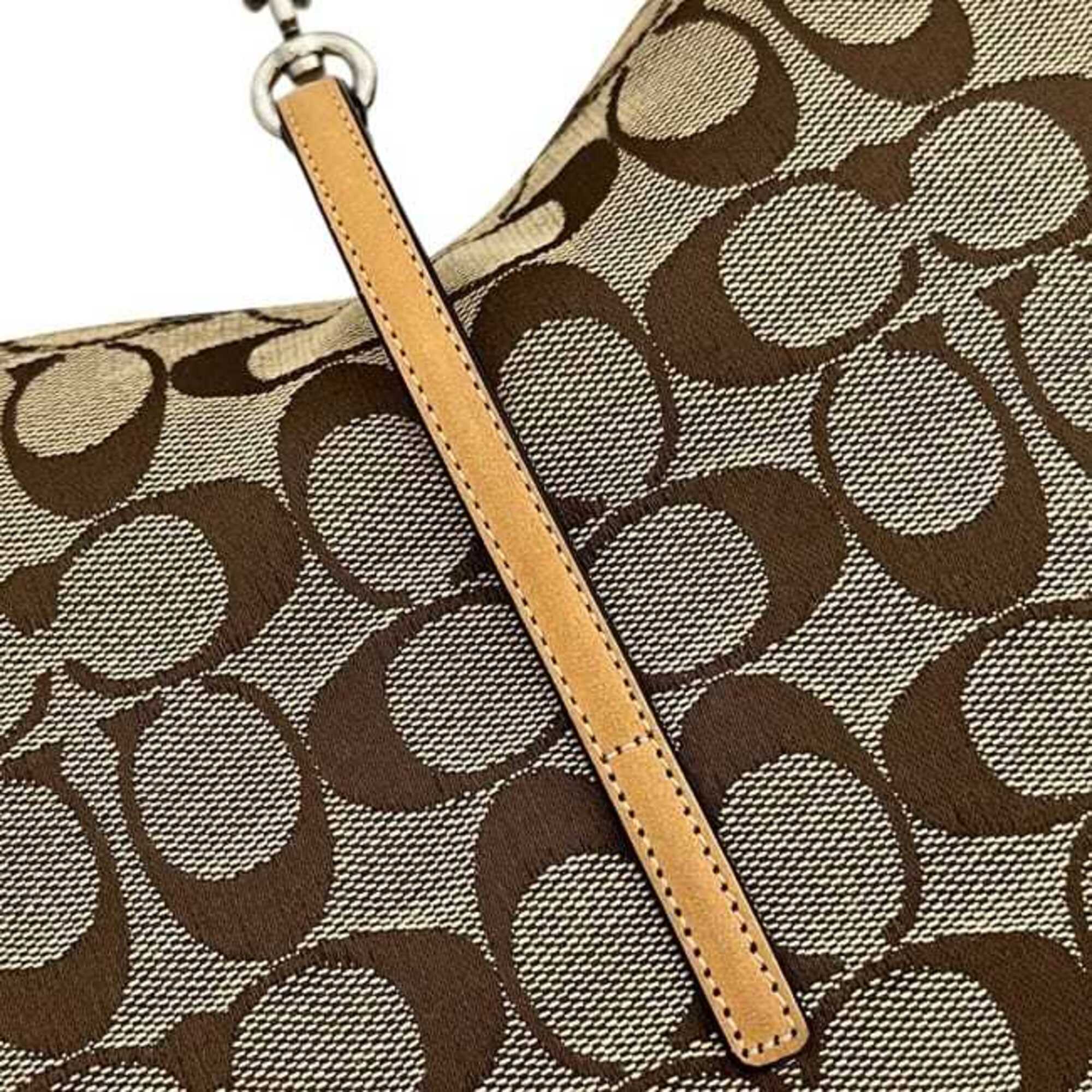 Coach Beige Canvas Leather Handbag (Pre-Owned)