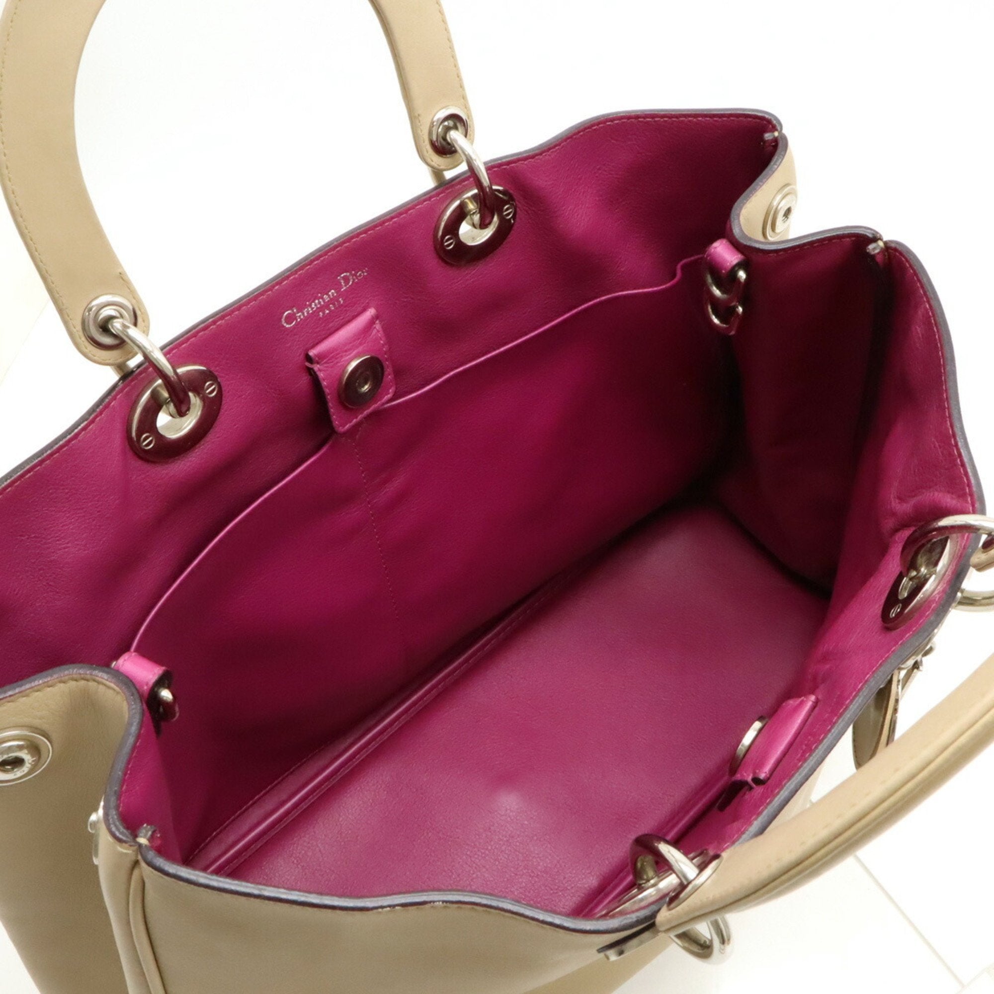 Christian Dior Diorissimo Beige Purple Handbag Pouch Shoulder Bag Tote Bag (Pre-Owned)