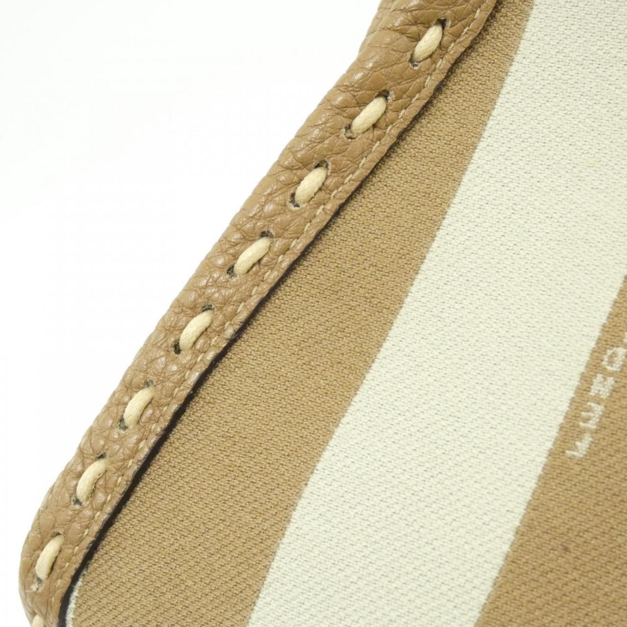 Fendi Beige Light Brown Canvas Leather Handbag (Pre-Owned)