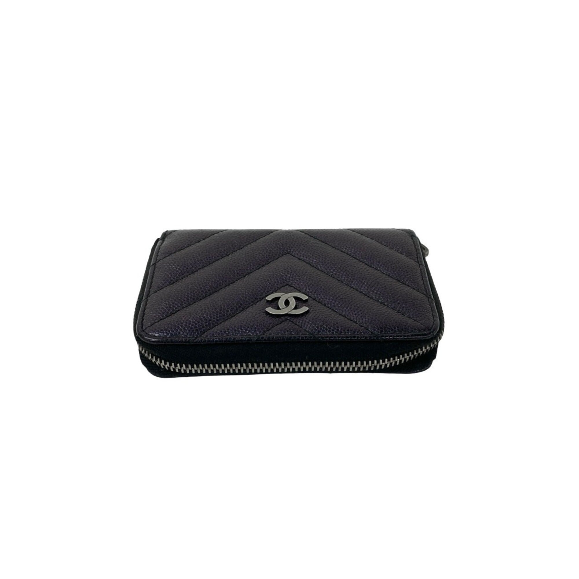 Chanel Black Grained Calfskin Coin Purse/Coin Case (Pre-Owned)