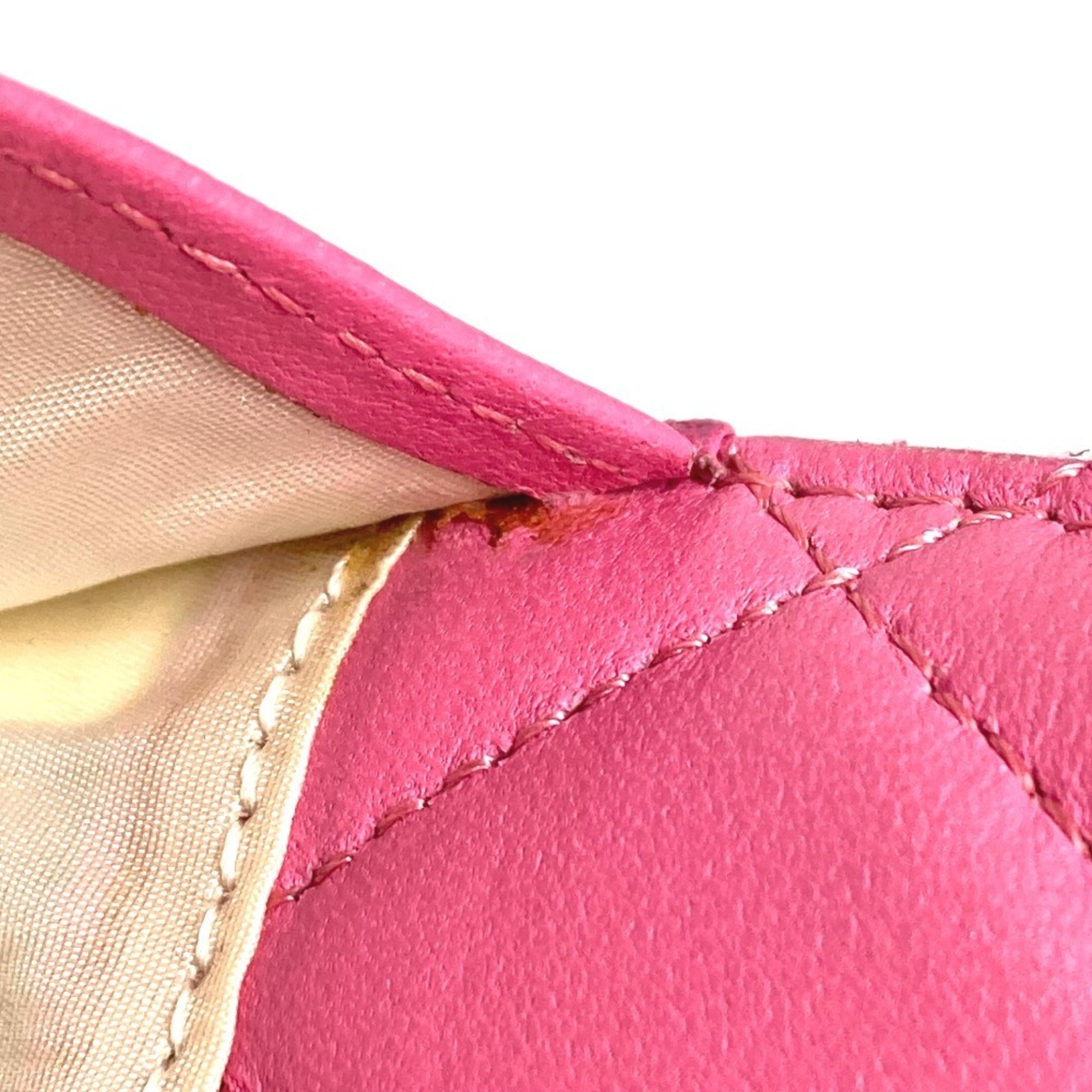 Chanel Pink Leather Long Wallet (Bi-Fold) (Pre-Owned)