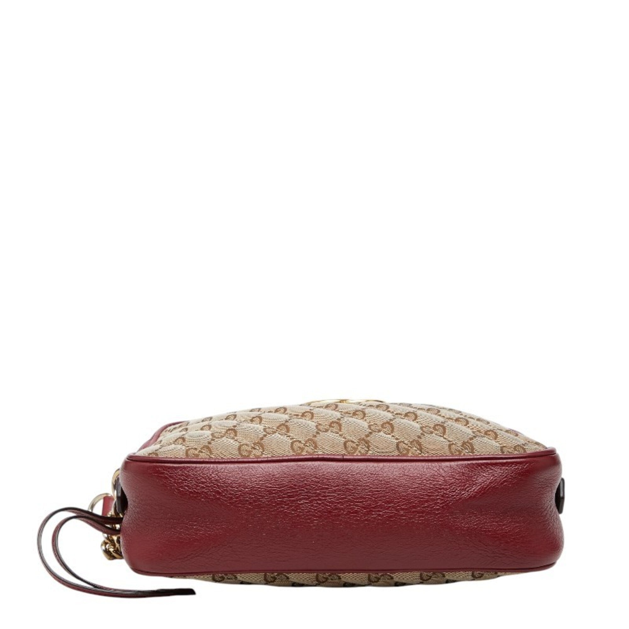Gucci Beige Red Color Canvas Leather Shoulder Bag (Pre-Owned)