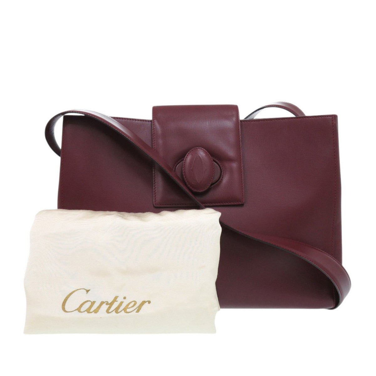 Cartier Bordeaux Red Color Leather Shoulder Bag (Pre-Owned)