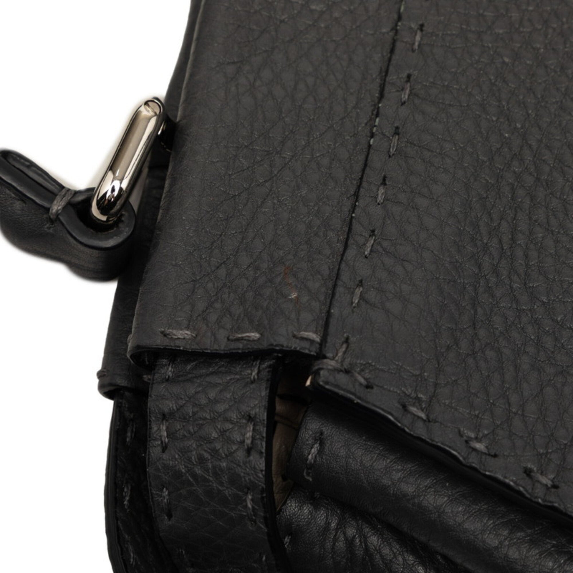 Fendi Selleria Gray Leather Handbag (Pre-Owned)