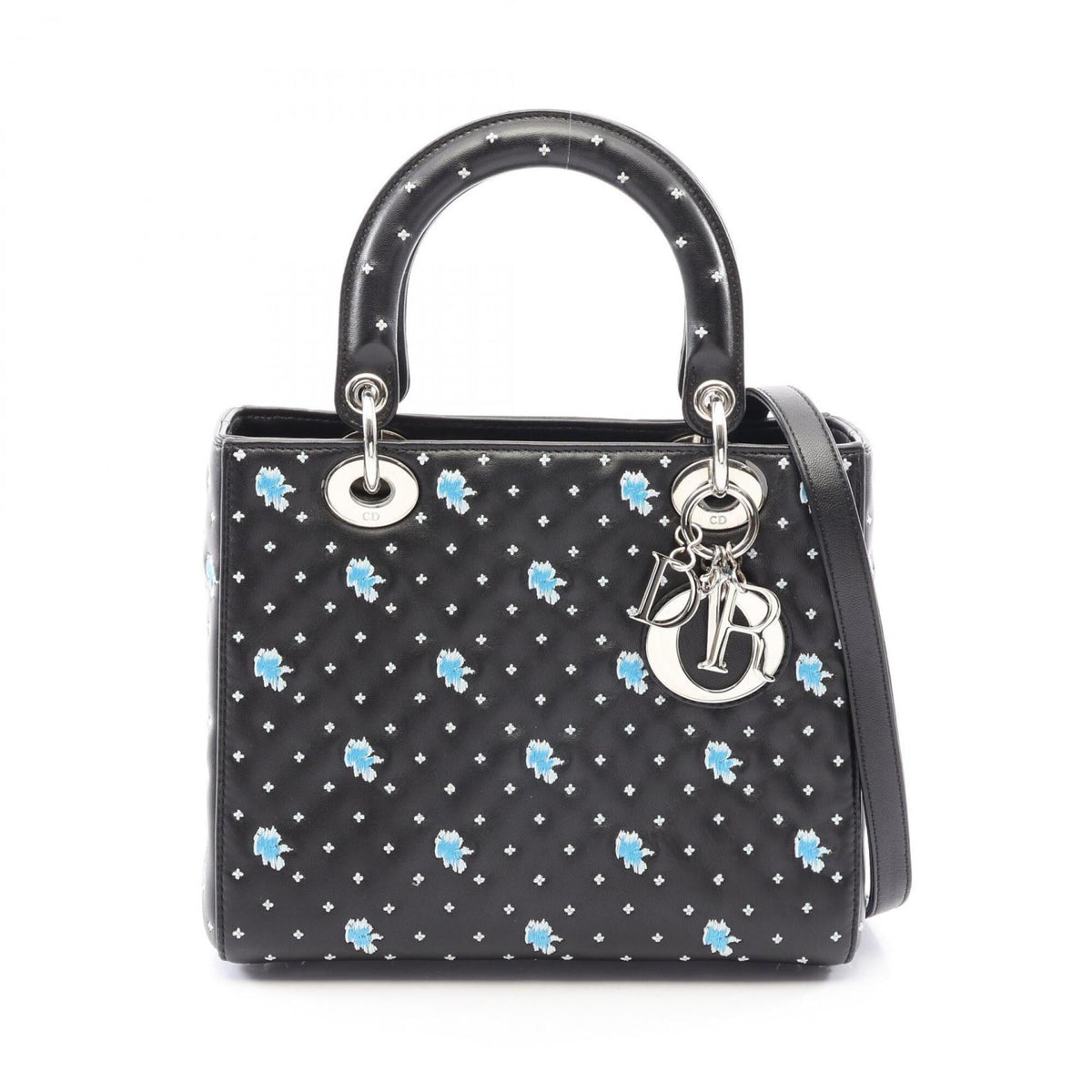 Christian Dior Black Blue White Leather Handbag (Pre-Owned)