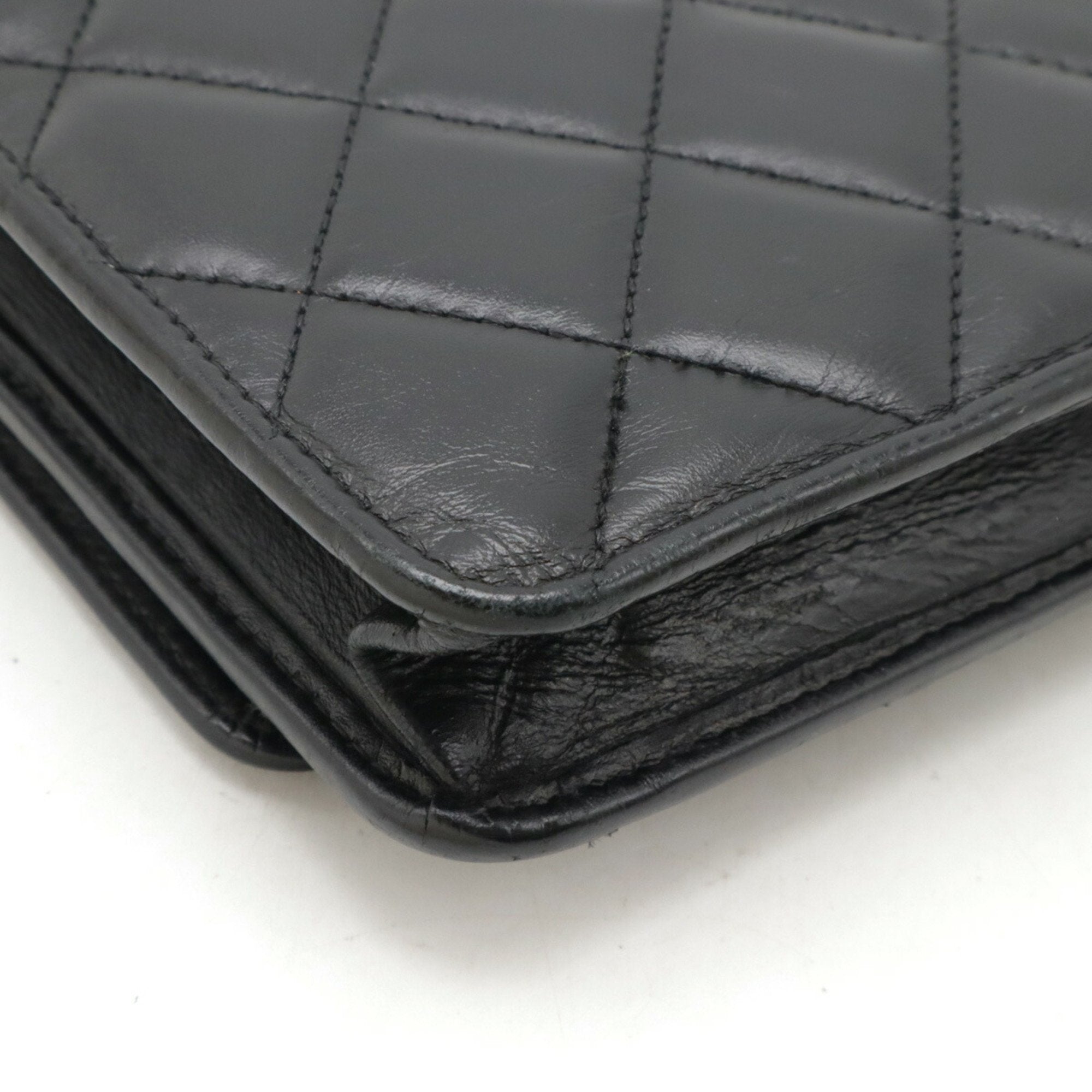 Chanel Black Leather Chain/Shoulder Wallet (Pre-Owned)
