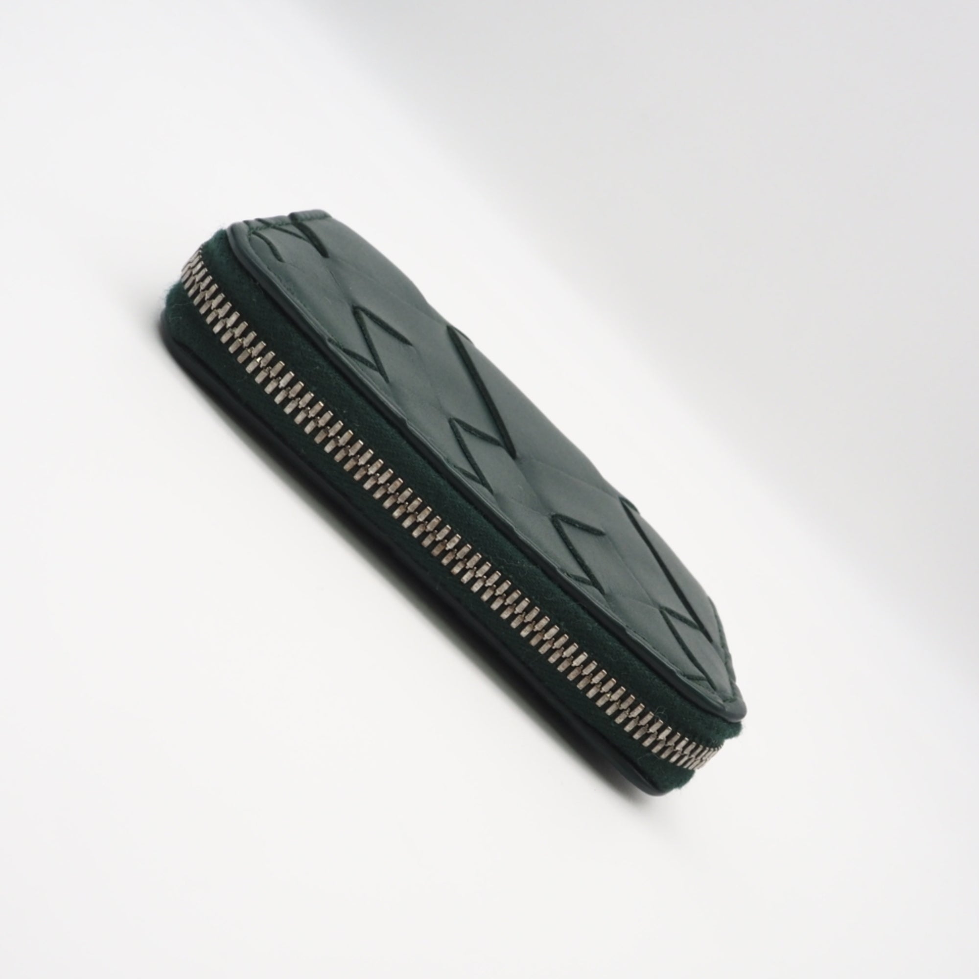 Bottega Veneta Intrecciato Green Leather Coin Purse/Coin Case (Pre-Owned)