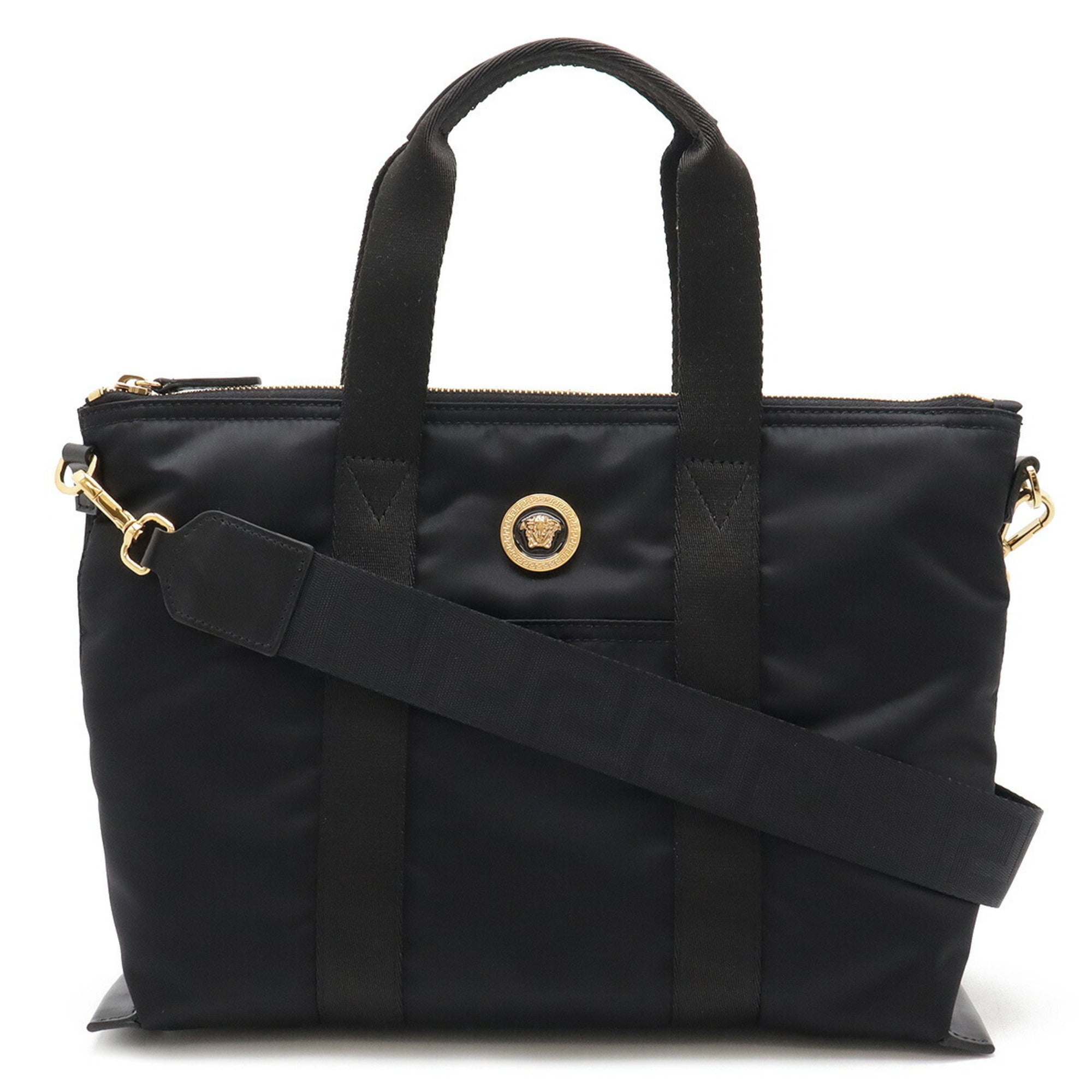 Versace Black Nylon Shoulder Bag Tote Bag (Pre-Owned)