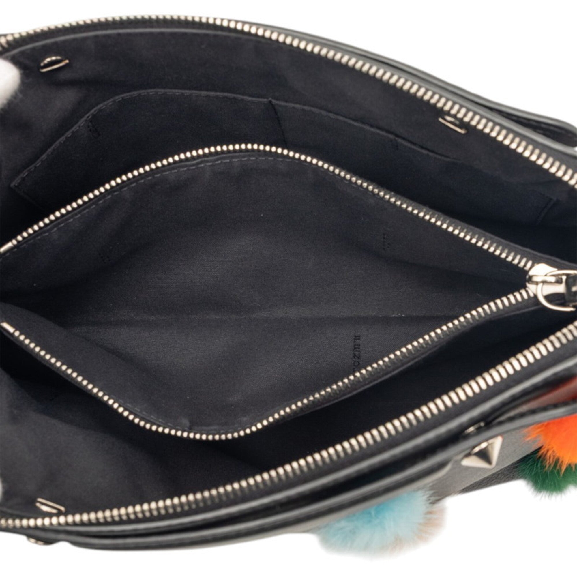 Fendi Black Multi-Color Leather Fur Handbag Shoulder Bag (Pre-Owned)