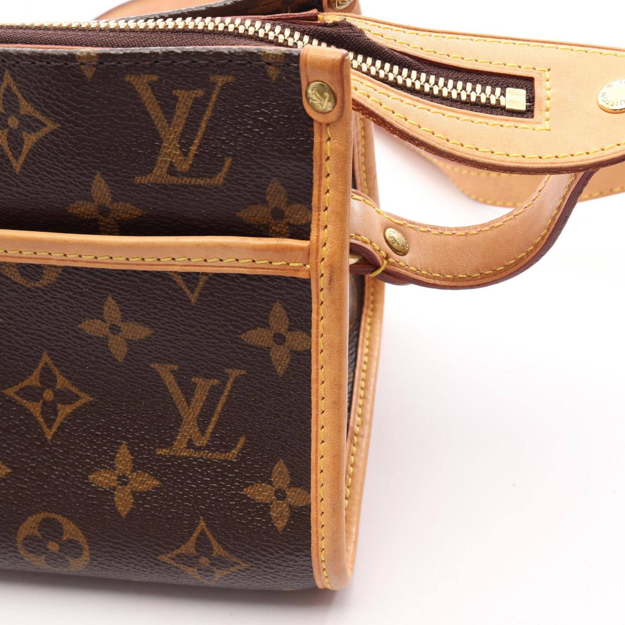 Louis Vuitton Brown Coated Canvas Leather Handbag Shoulder Bag (Pre-Owned)
