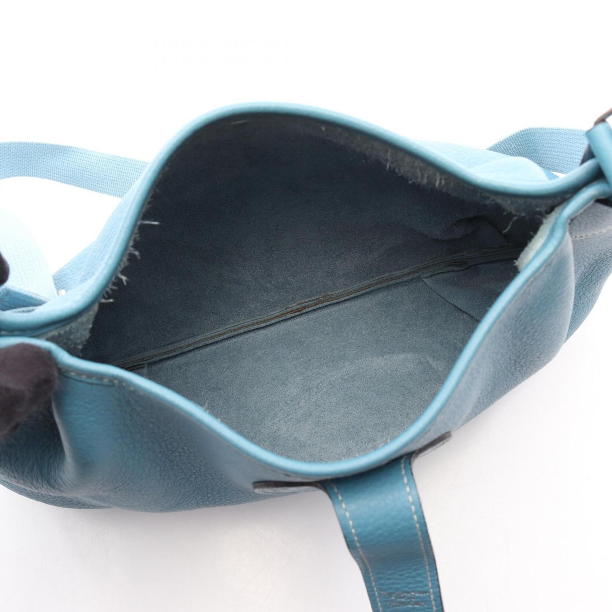 Hermes Blue Blue Jean Fjord Leather Leather Handbag Shoulder Bag (Pre-Owned)