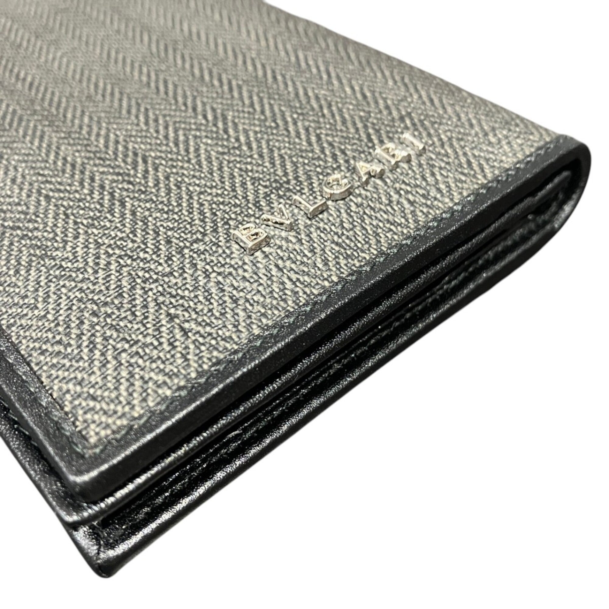 Bvlgari Weekend Gray Pvc Leather Long Wallet (Bi-Fold) (Pre-Owned)