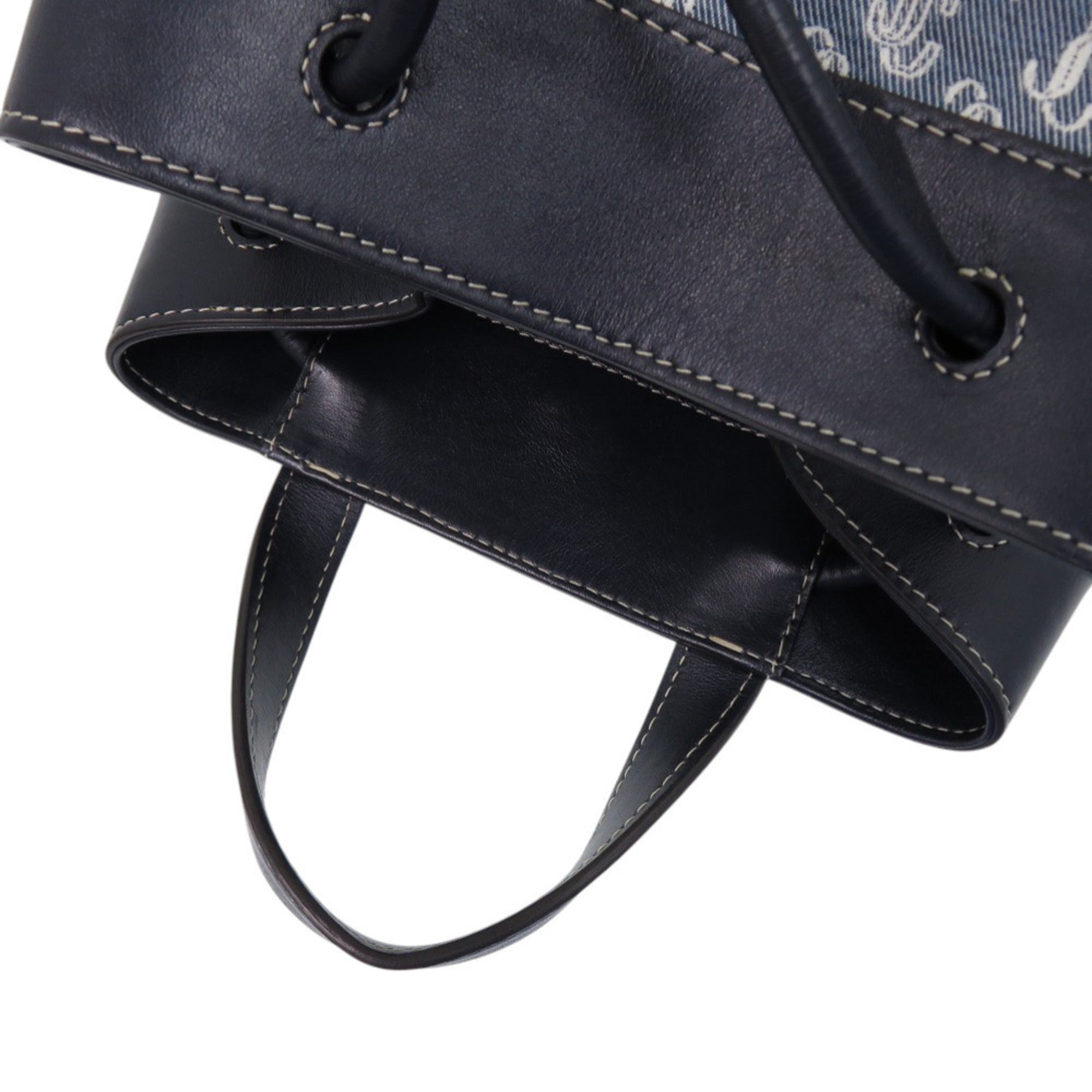 Jimmy Choo Blue Ivory Navy Denim Leather Backpack Shoulder Bag (Pre-Owned)