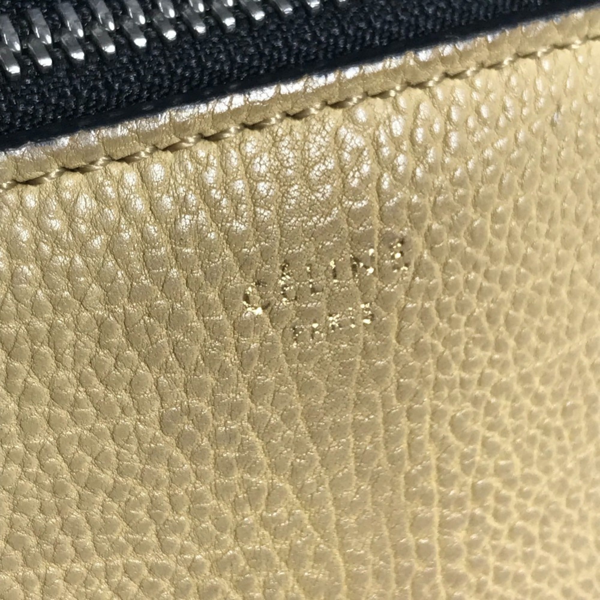 Celine Beige Navy Leather Handbag Shoulder Bag (Pre-Owned)