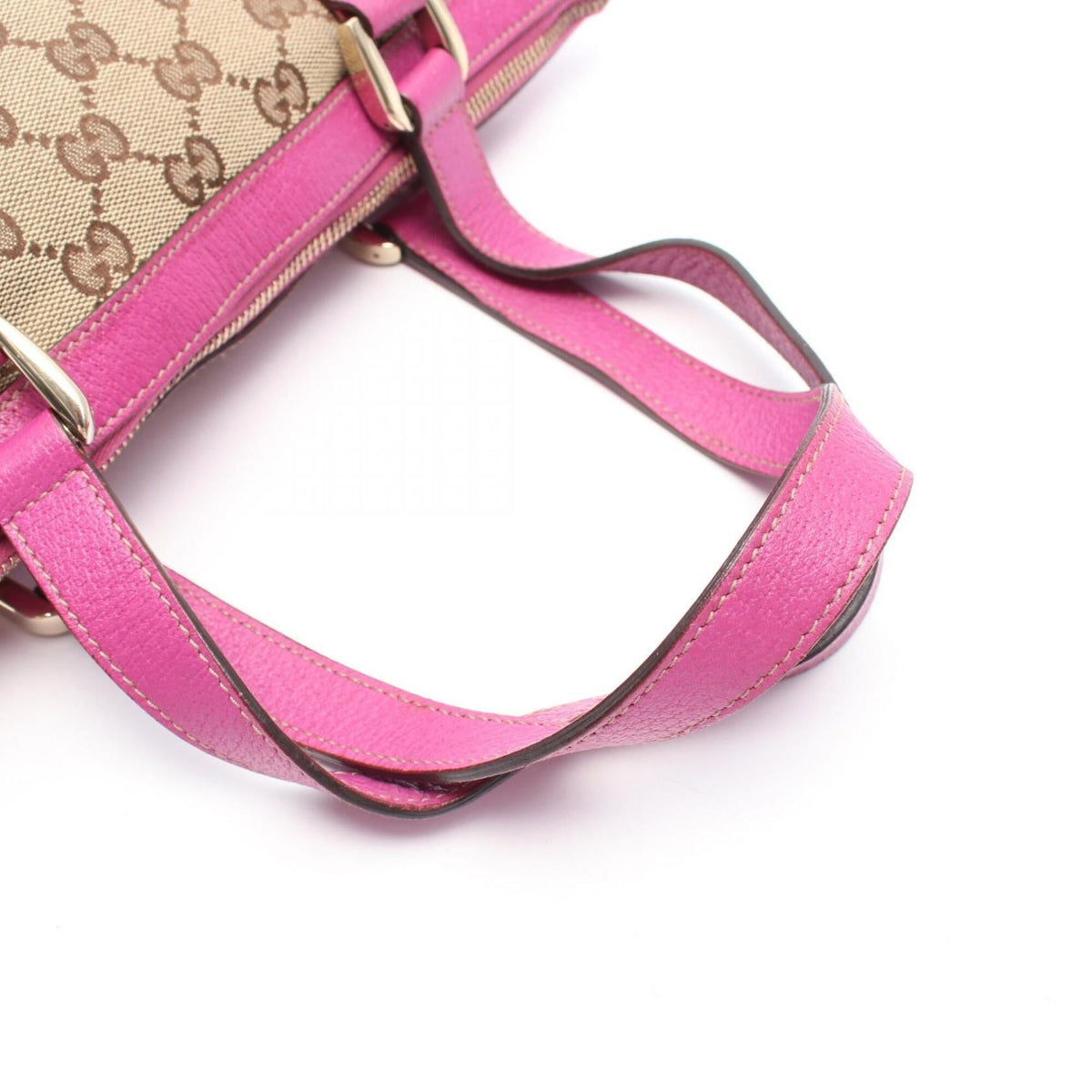 Gucci Abbey Beige Brown Purple Gg Canvas Leather Tote Bag (Pre-Owned)