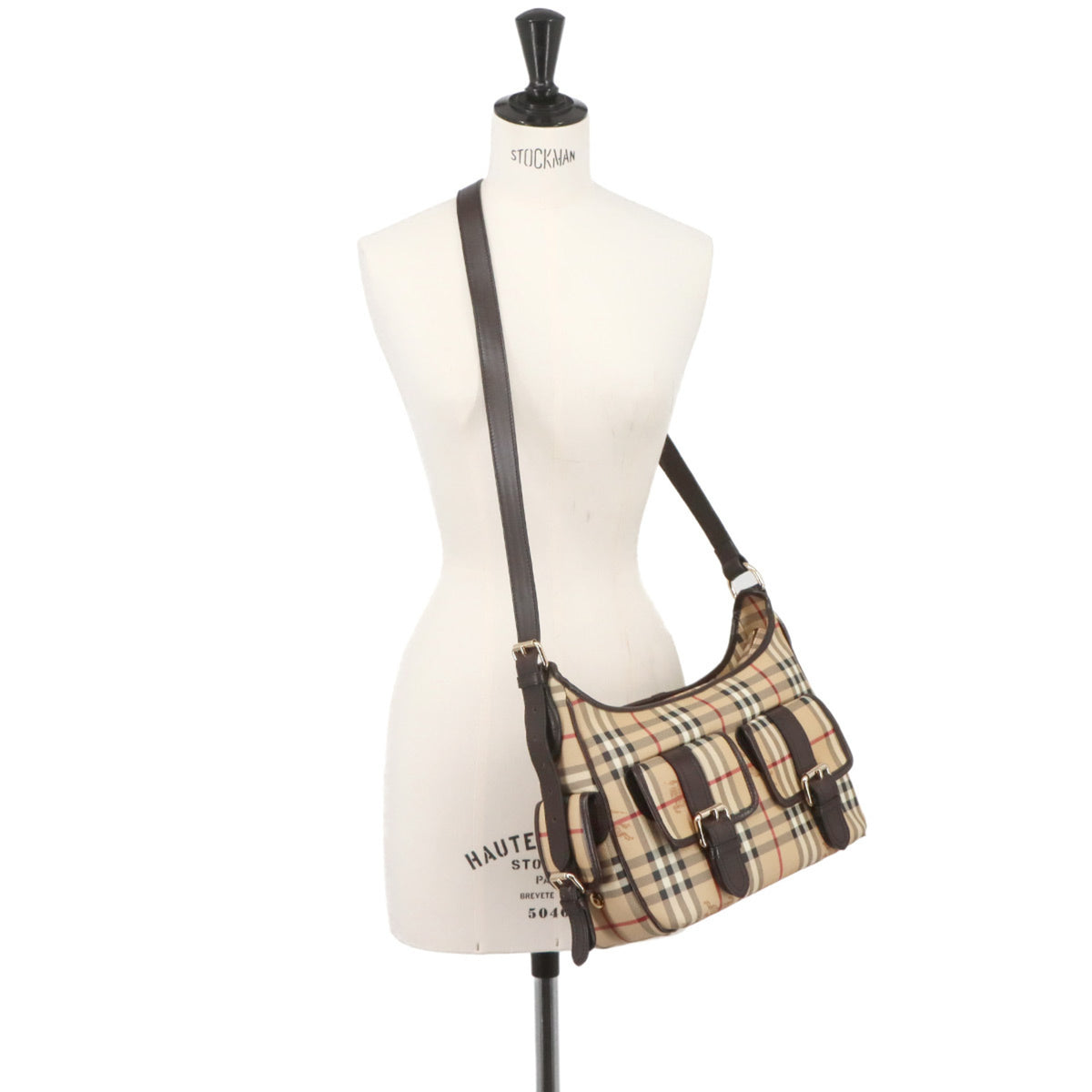 Burberry Beige Brown Pvc Leather Handbag Shoulder Bag (Pre-Owned)