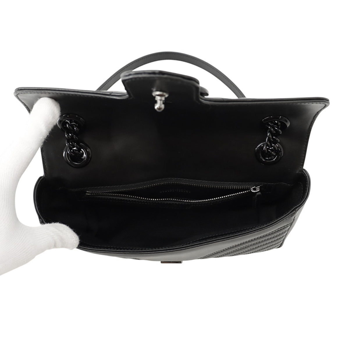 Gucci Black Leather Handbag Shoulder Bag (Pre-Owned)