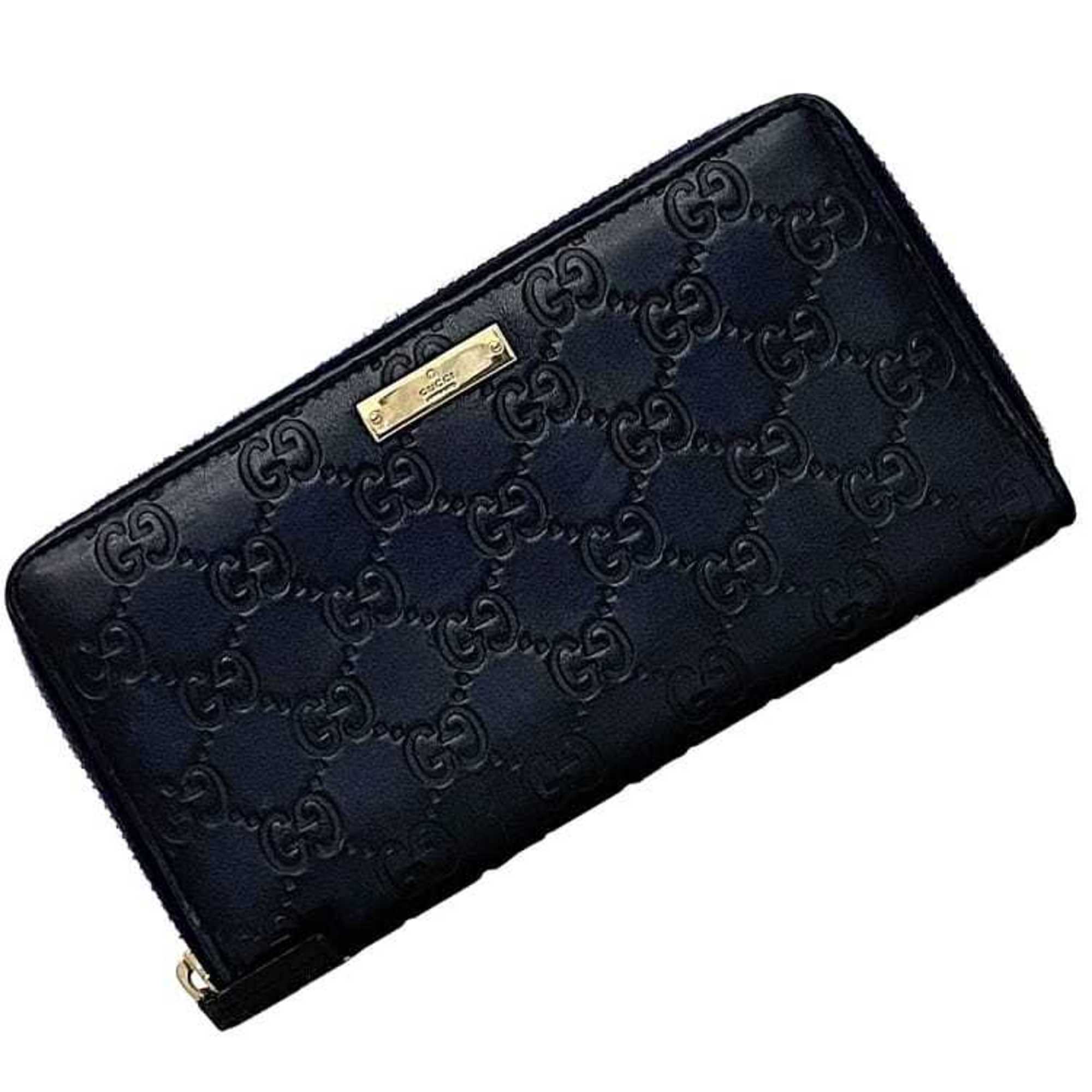 Gucci Navy Leather Long Wallet (Bi-Fold) (Pre-Owned)