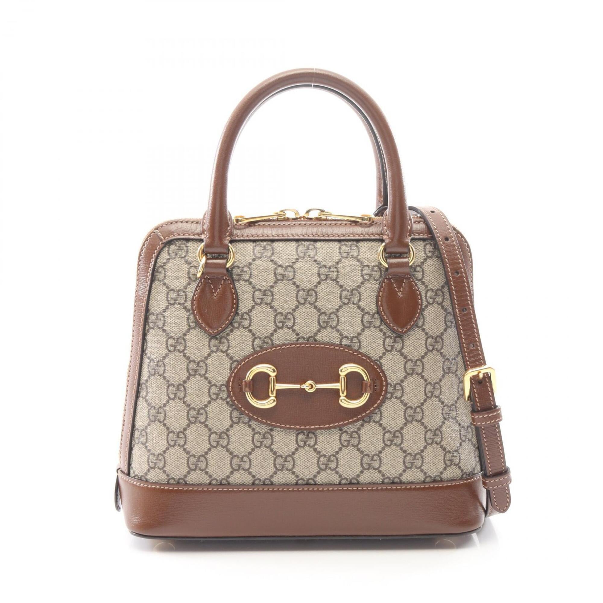 Gucci Beige Brown Pvc Leather Handbag (Pre-Owned)