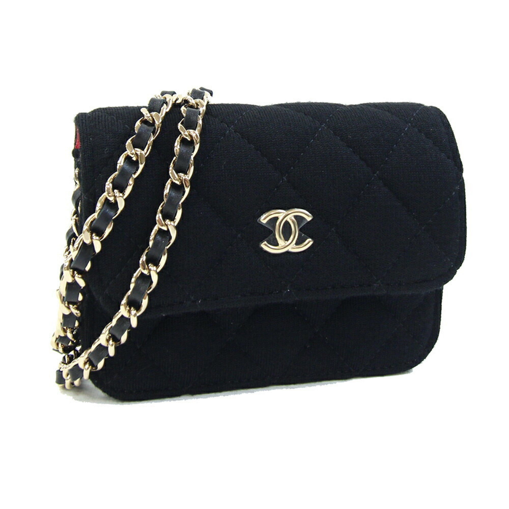 Chanel Matelasse Black Cotton Shoulder Bag (Pre-Owned)