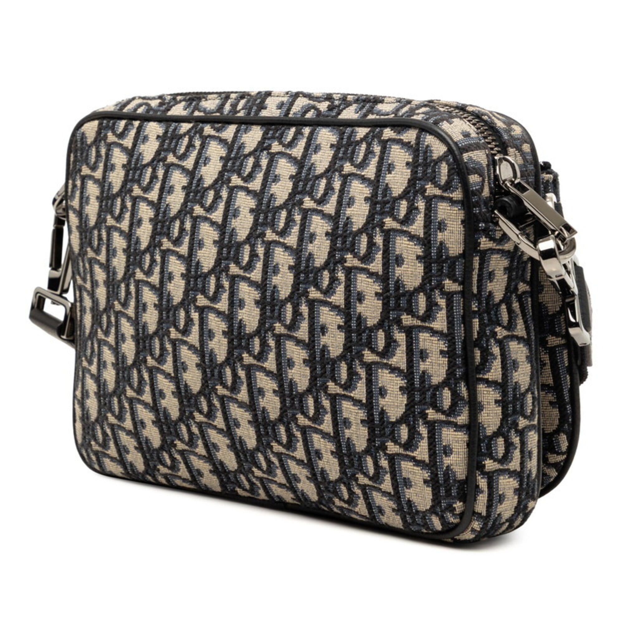 Christian Dior Beige Black Fabric Pouch Shoulder Bag (Pre-Owned)