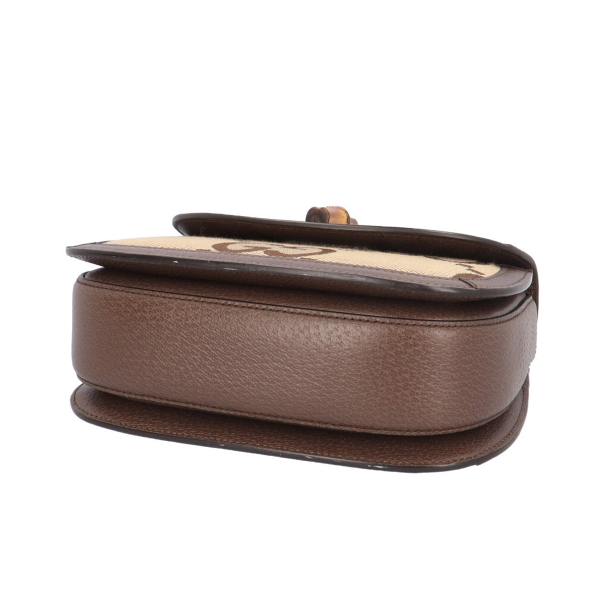 Gucci Brown Leather Gg Canvas Handbag Shoulder Bag (Pre-Owned)