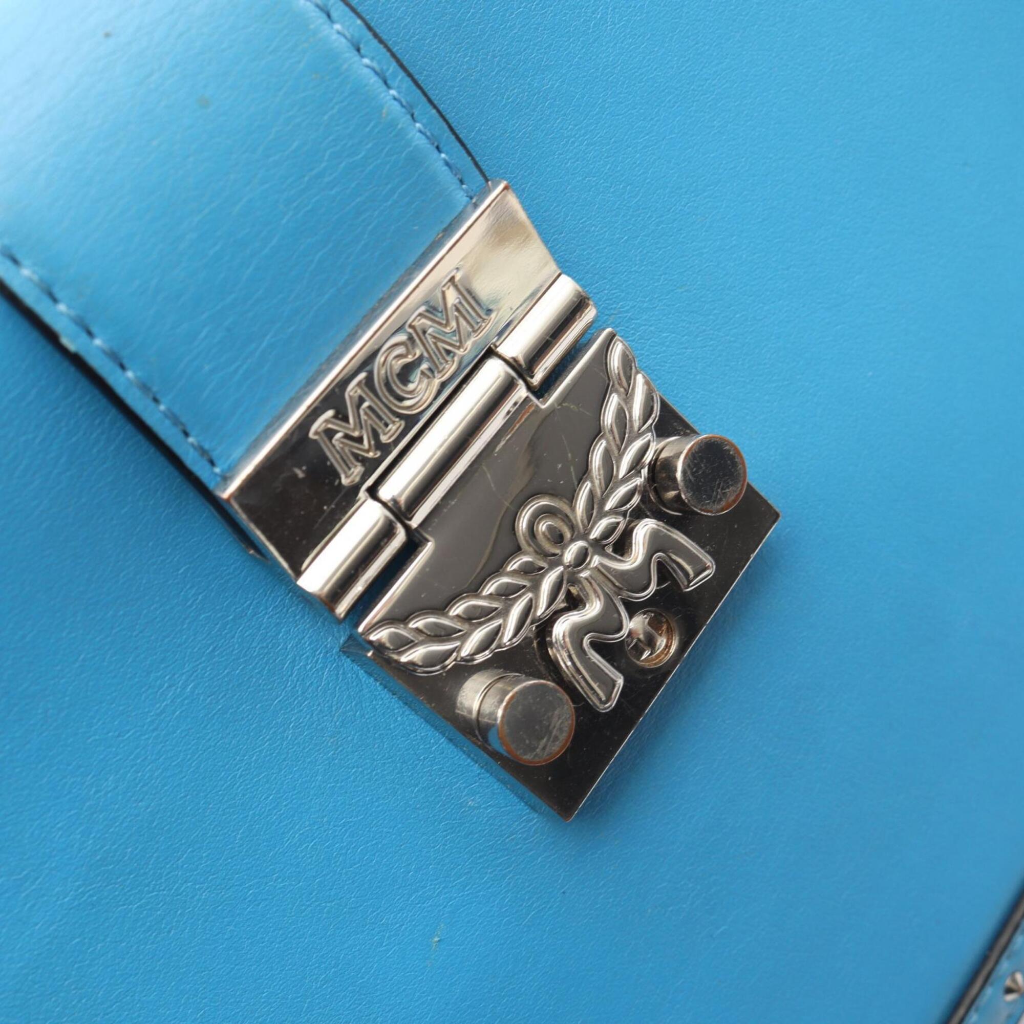 Mcm Blue Leather Handbag Shoulder Bag (Pre-Owned)