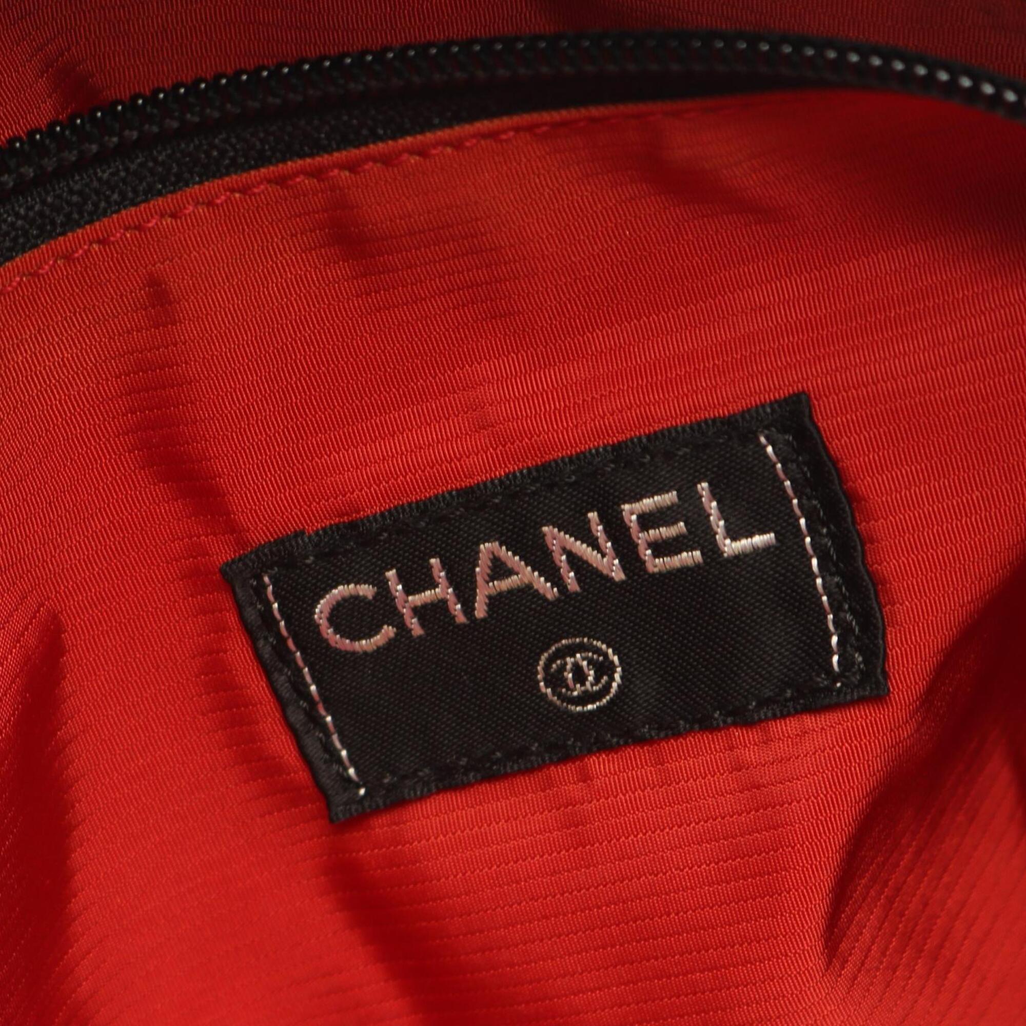 Chanel Black Nylon Boston Bag Handbag (Pre-Owned)