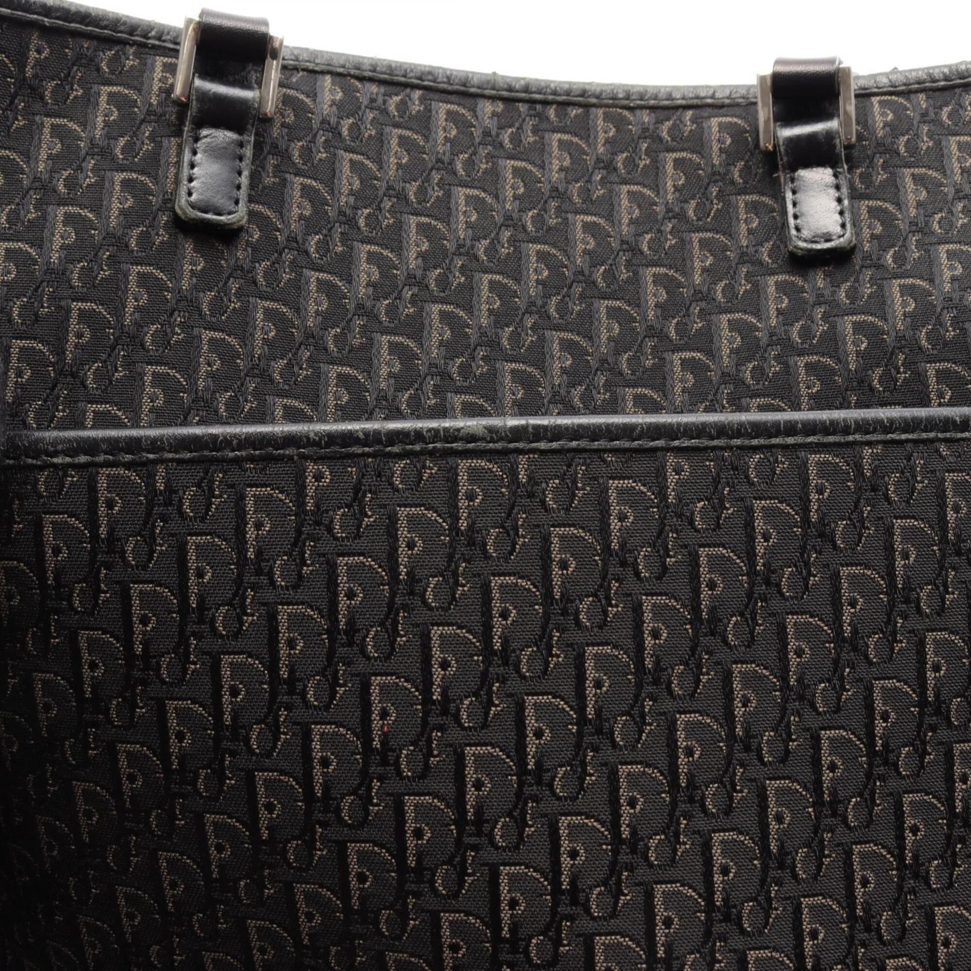 Christian Dior Black Canvas Leather Handbag Tote Bag (Pre-Owned)