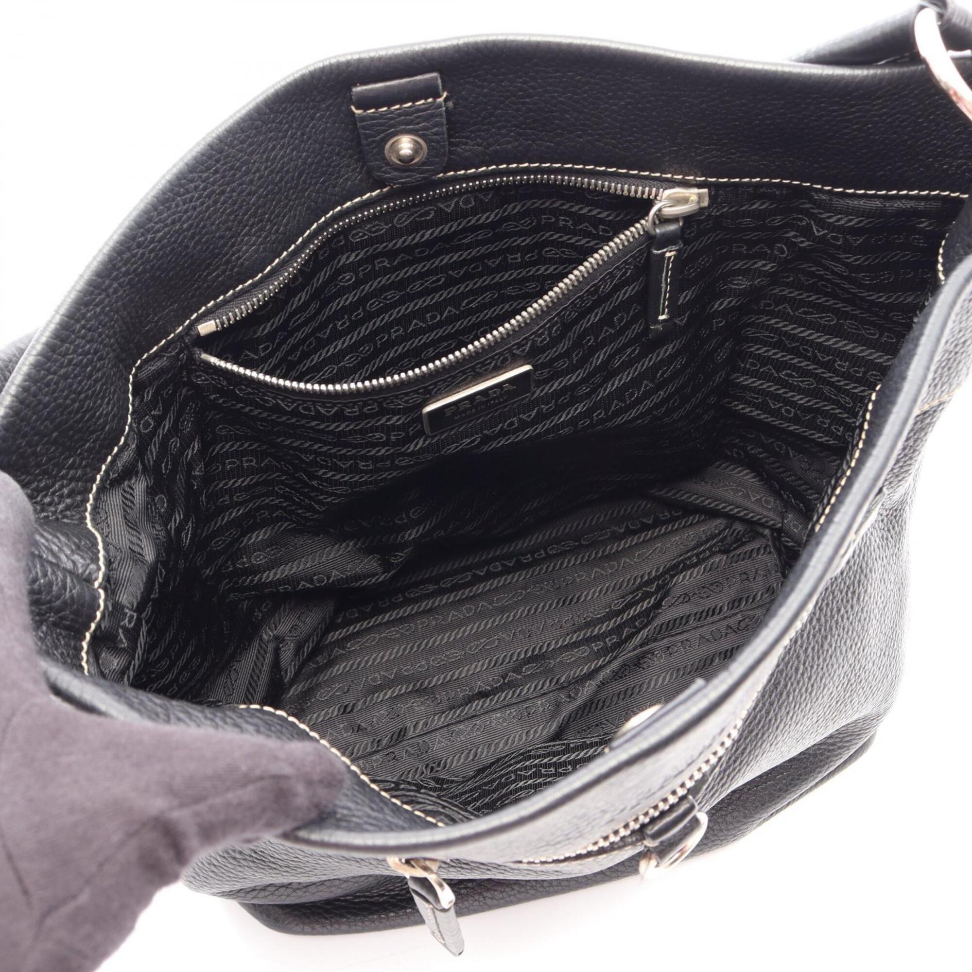 Prada Black Leather Handbag Shoulder Bag (Pre-Owned)