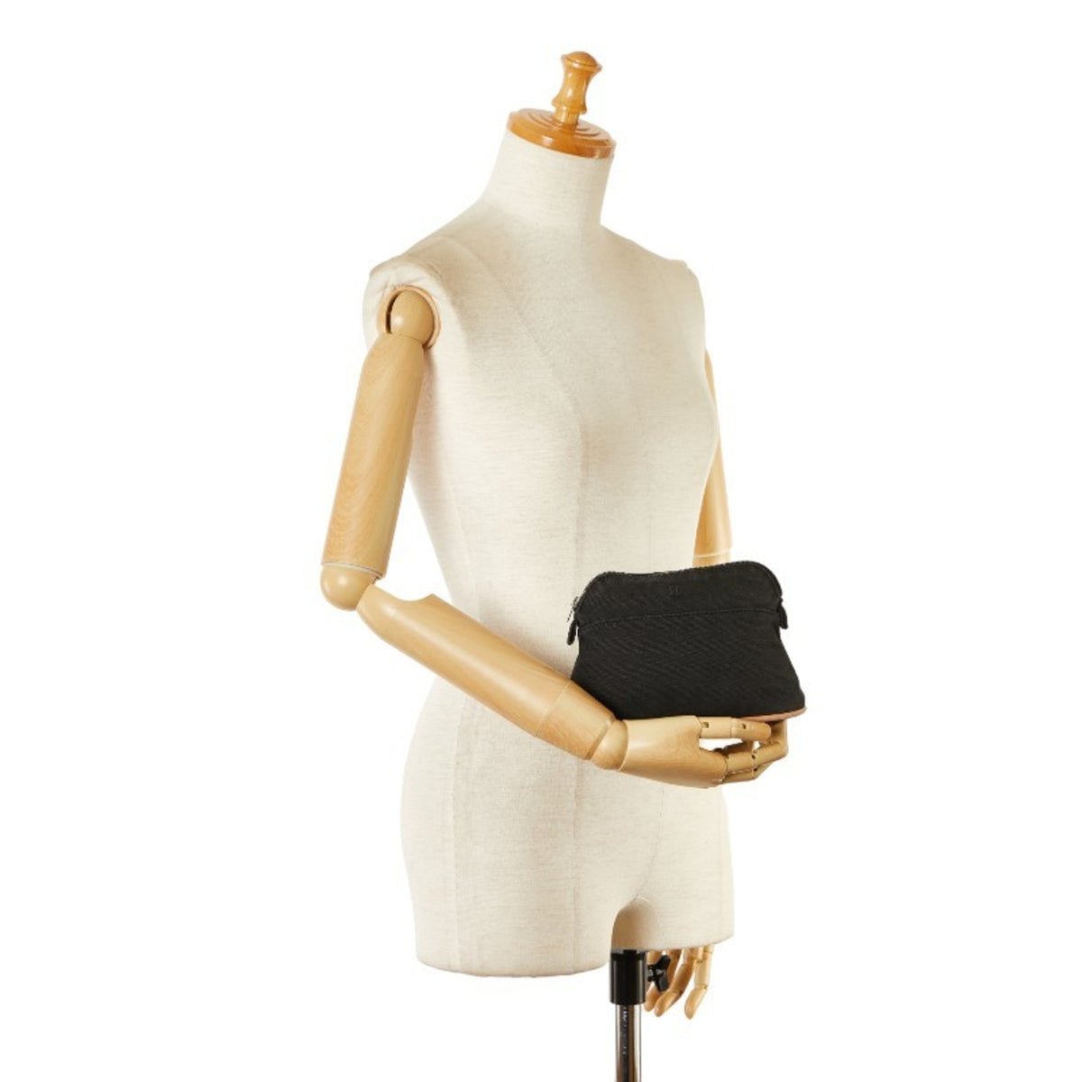 Hermes Black Canvas Leather Pouch (Pre-Owned)