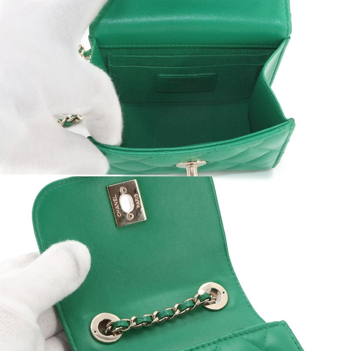 Chanel Green Leather Shoulder Bag (Pre-Owned)