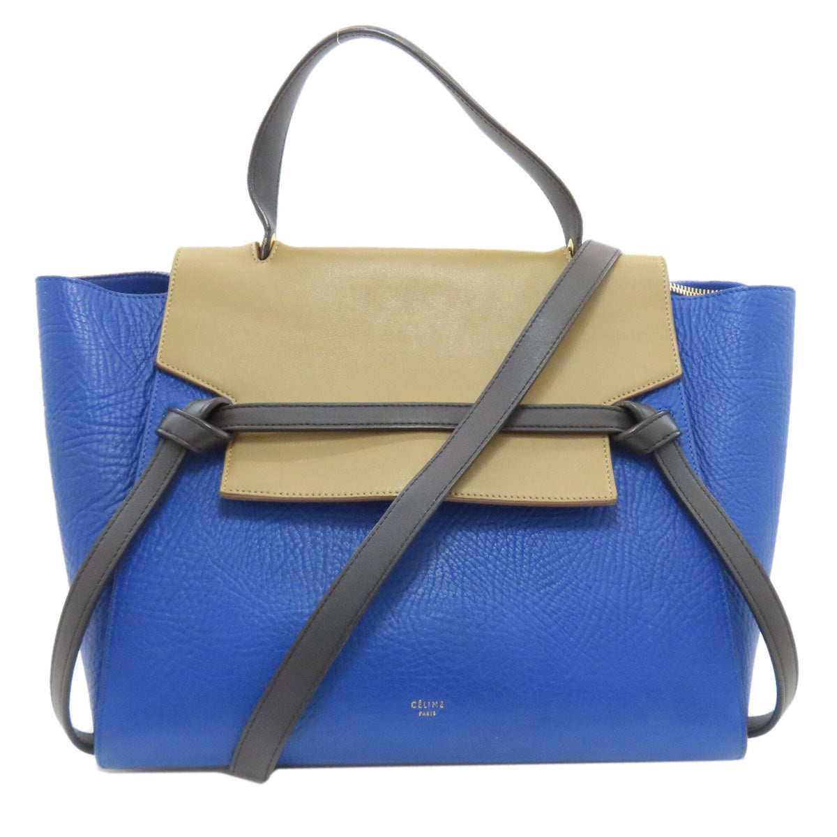 Celine Black Blue Brown Leather Handbag (Pre-Owned)