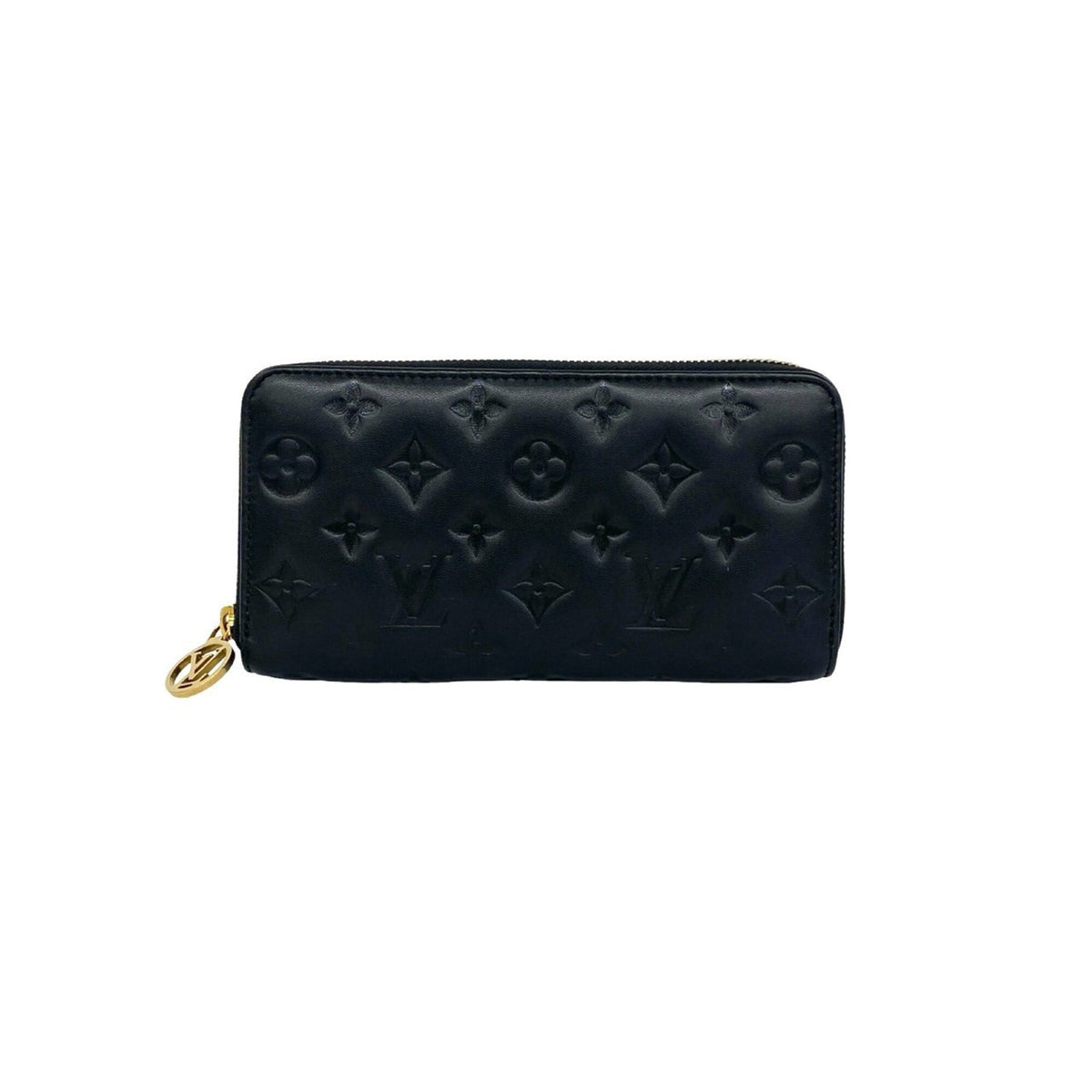 Louis Vuitton Black Leather Long Wallet (Bi-Fold) (Pre-Owned)