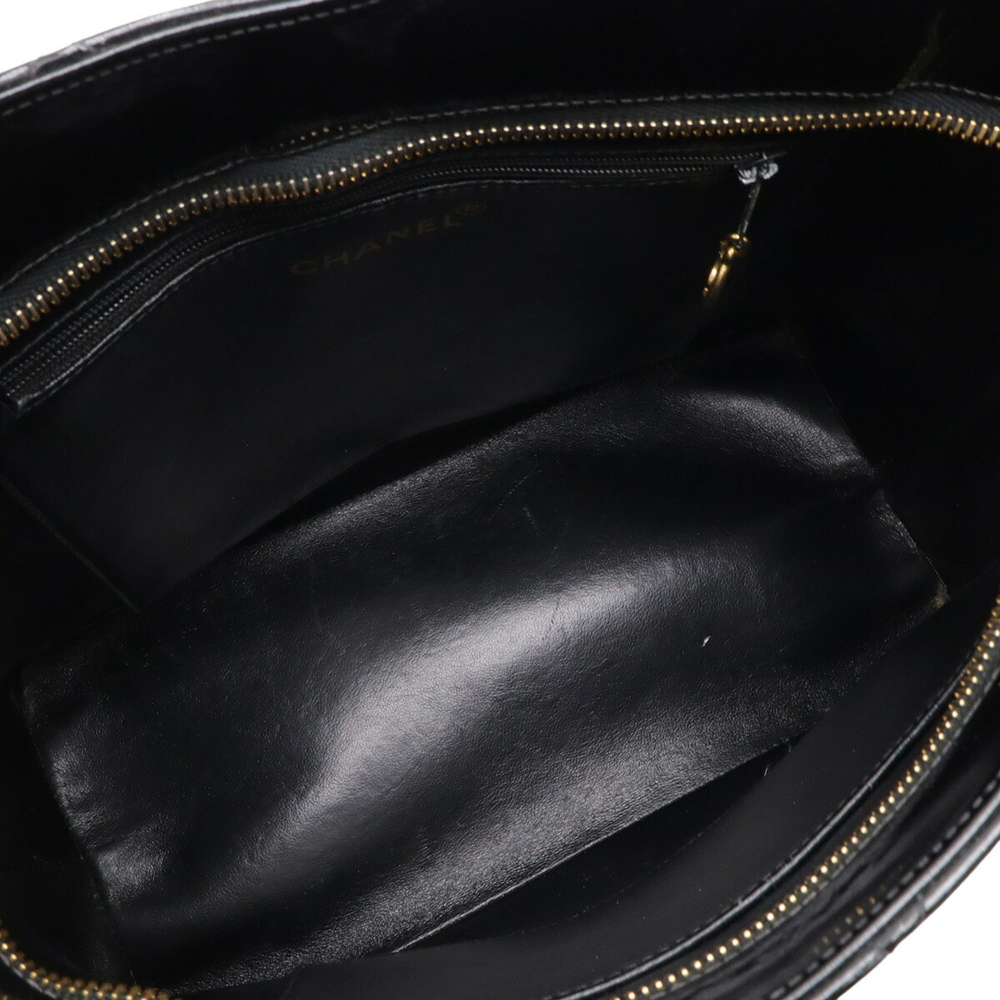 Chanel Black Leather Shoulder Bag Tote Bag (Pre-Owned)